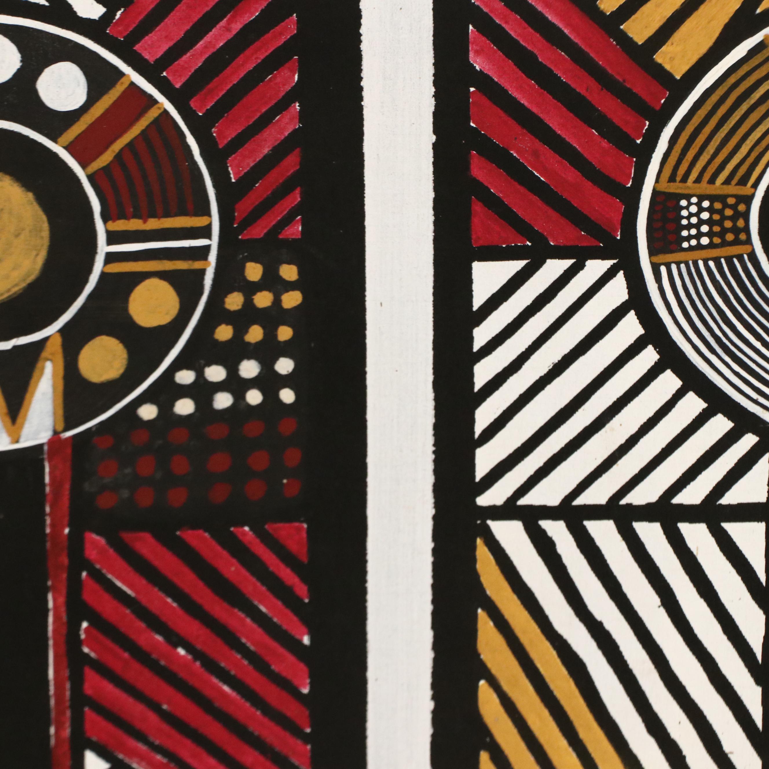 Aboriginal Style Acrylic Painting with Geometric Motifs