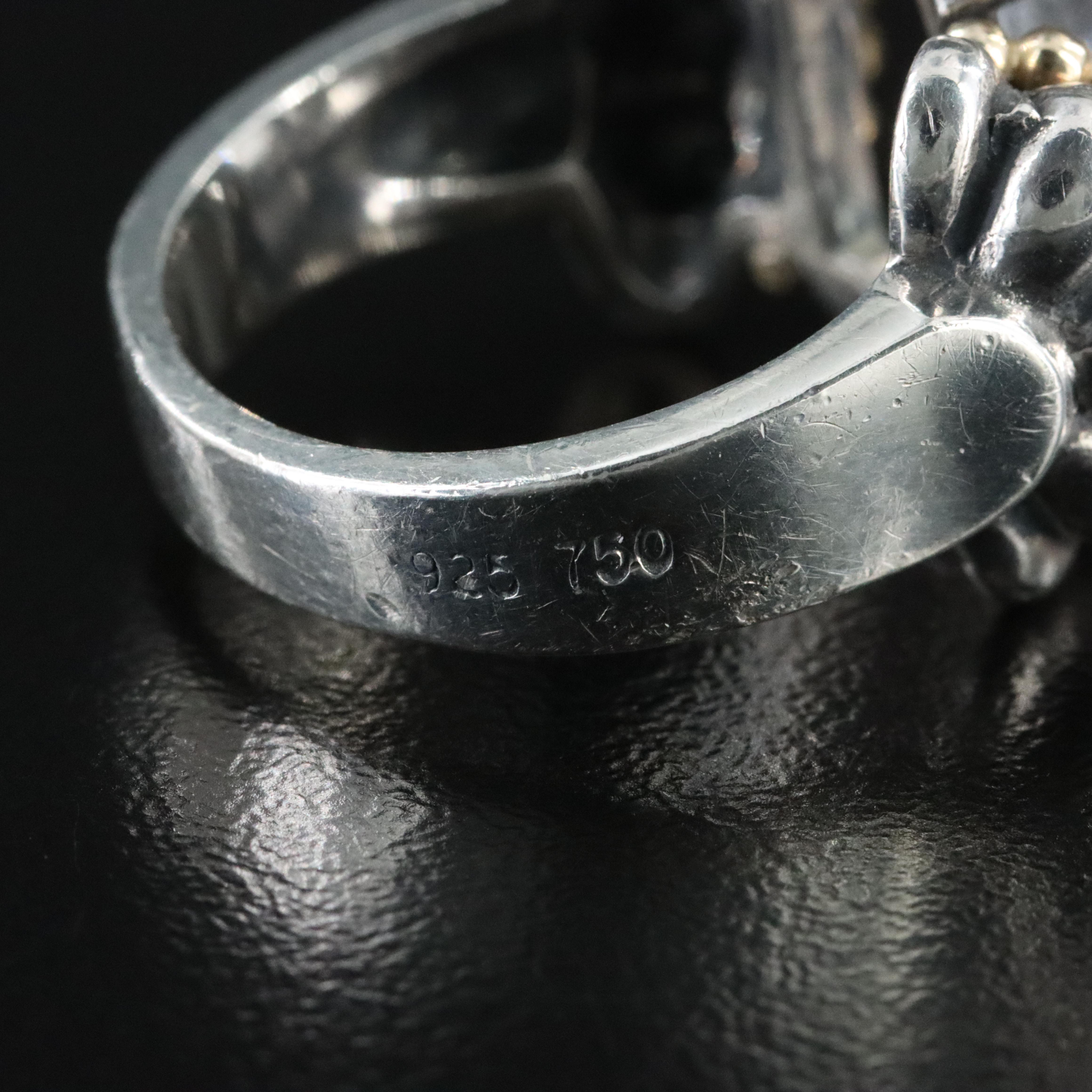 Caviar Sterling Topaz Ring with 18K Accents