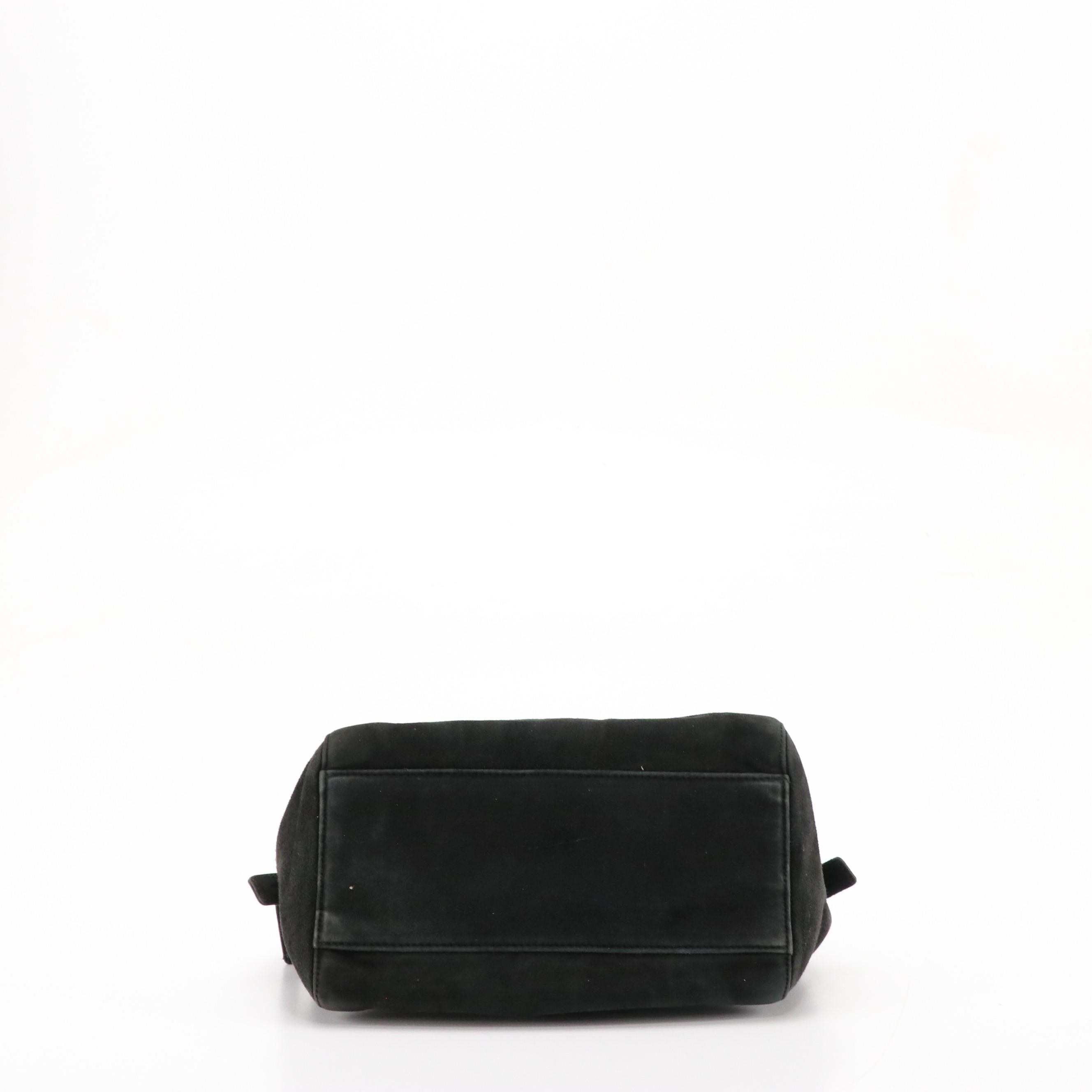 Prada Zippered Mini Bag in Black Suede and Calfskin Leather