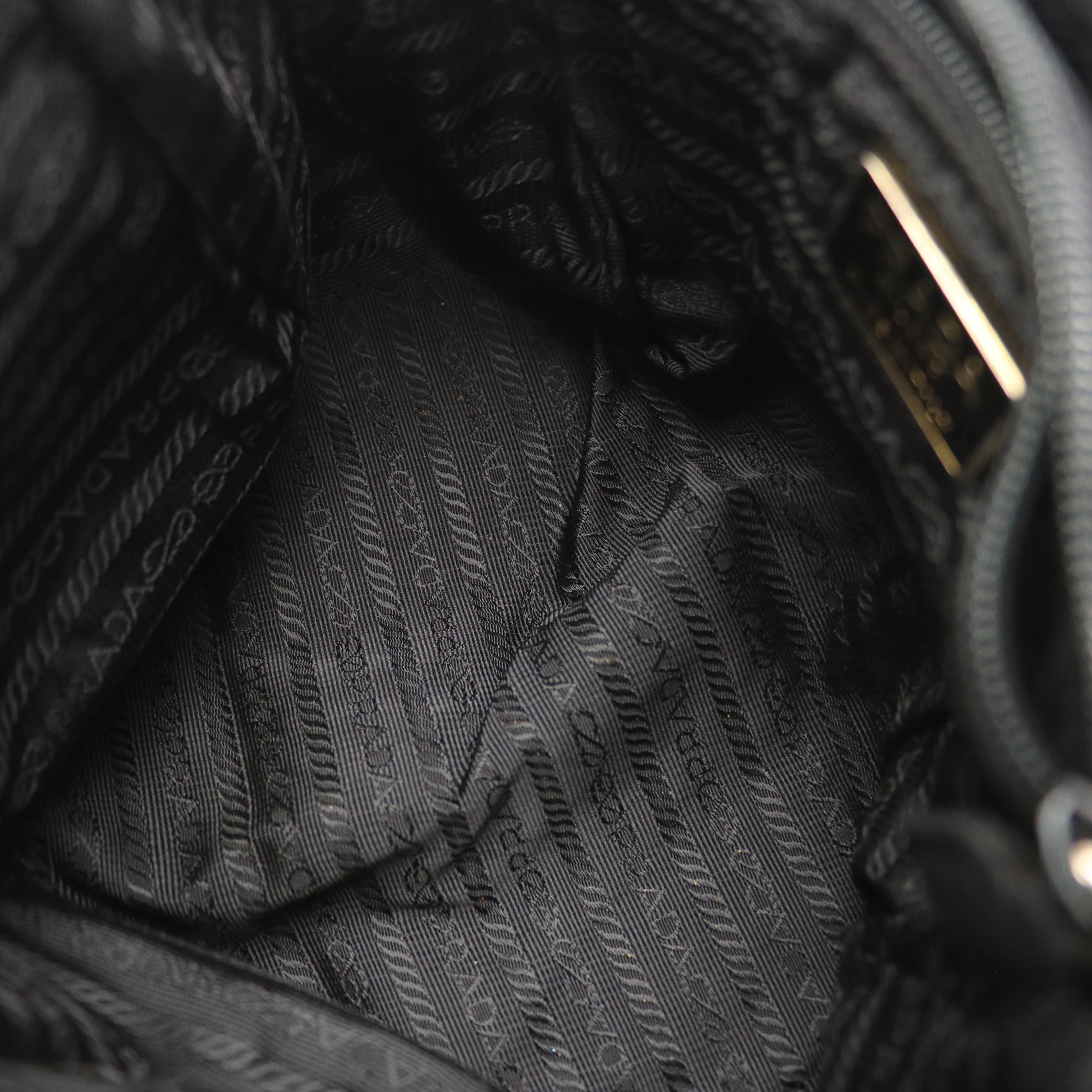 Prada Zippered Mini Bag in Black Suede and Calfskin Leather