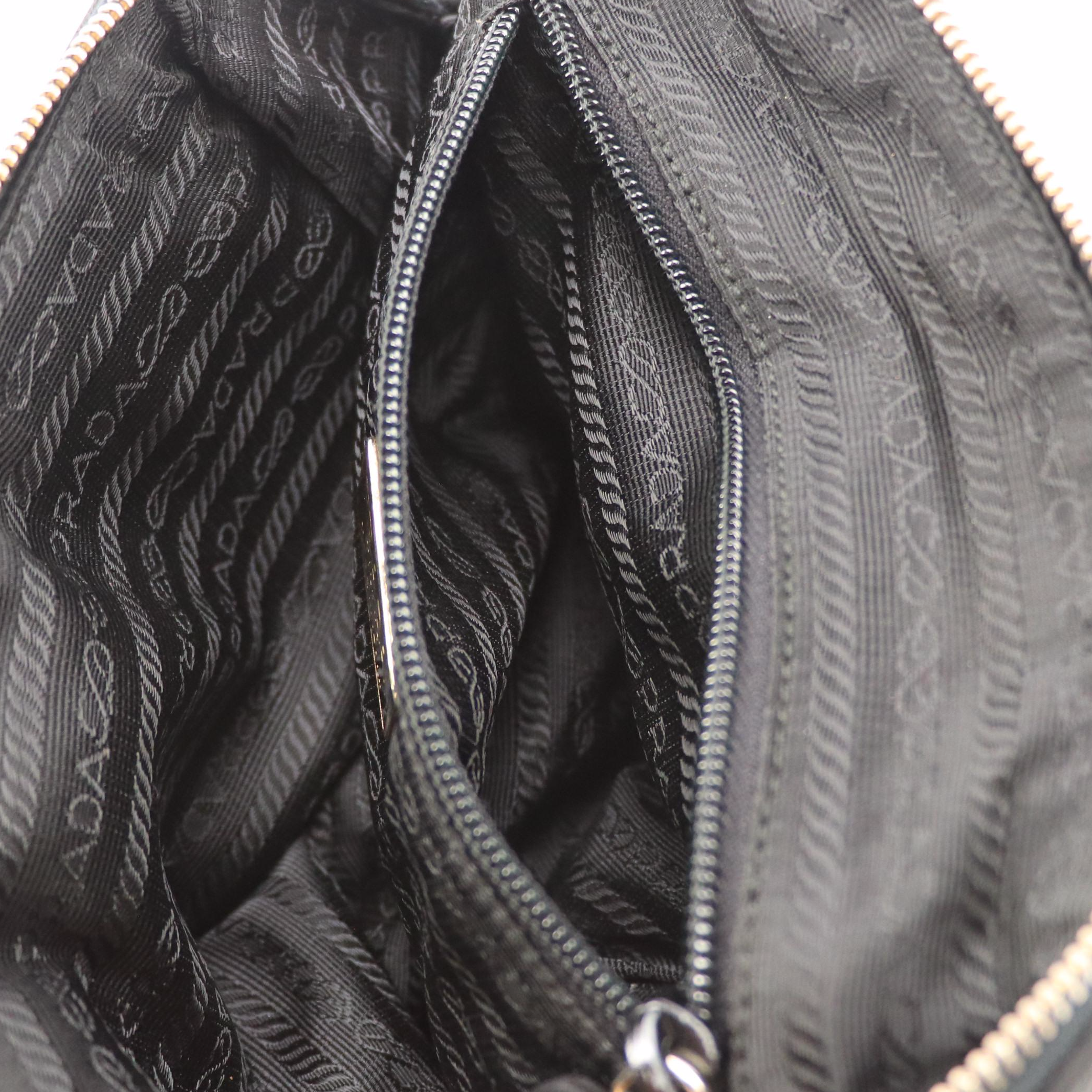 Prada Zippered Mini Bag in Black Suede and Calfskin Leather