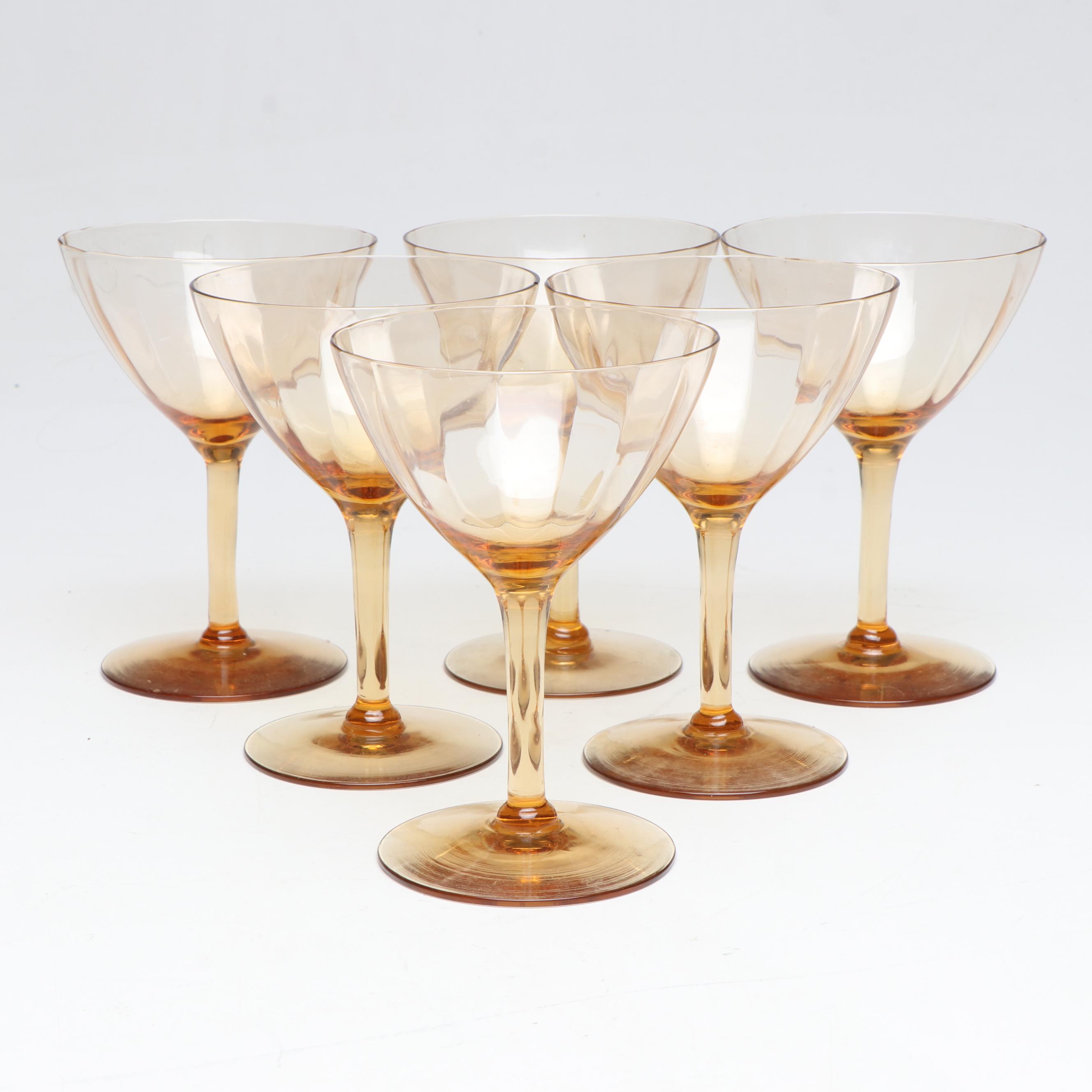 Amber Glass Coupes, Water Glasses, and Iced Tea Glasses