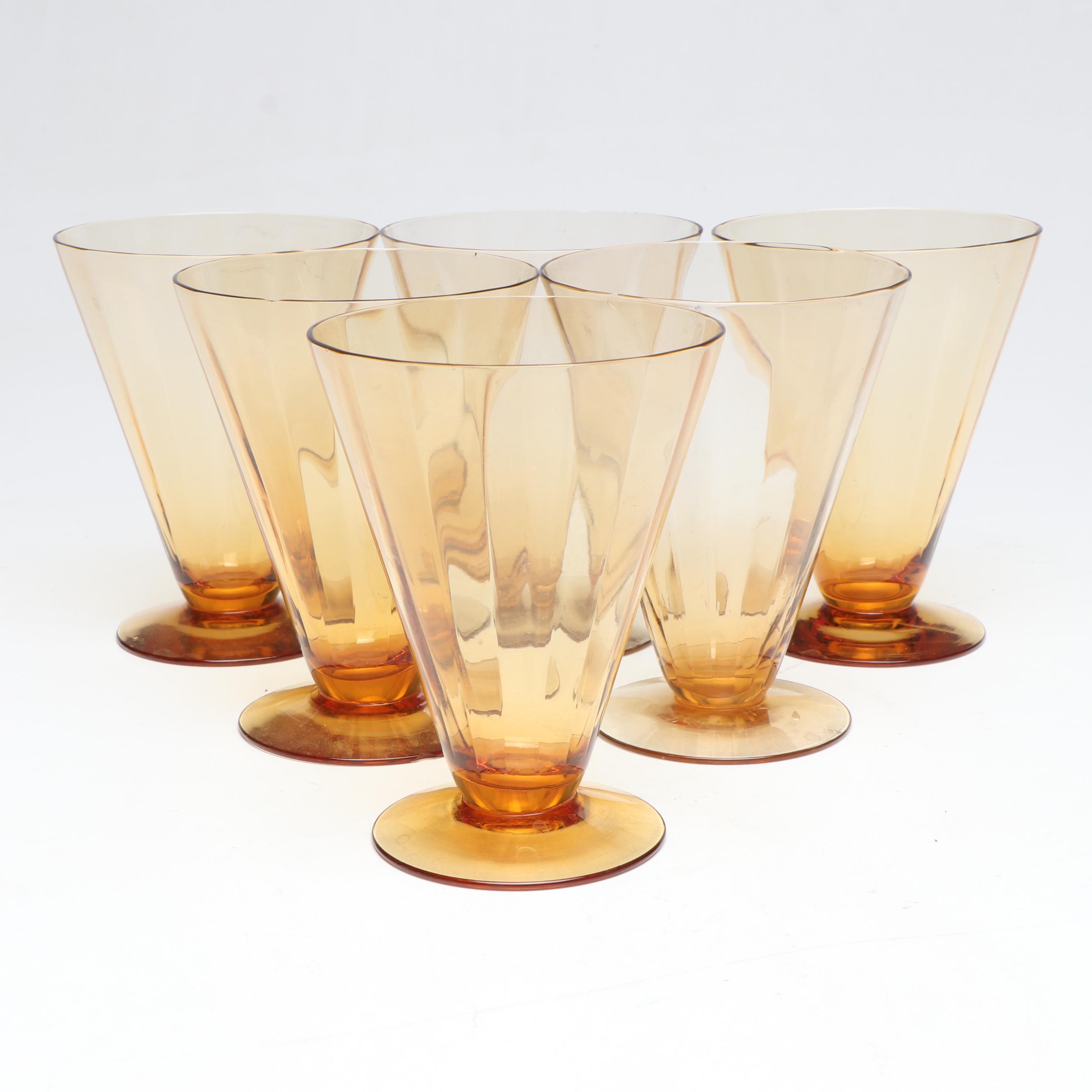 Amber Glass Coupes, Water Glasses, and Iced Tea Glasses