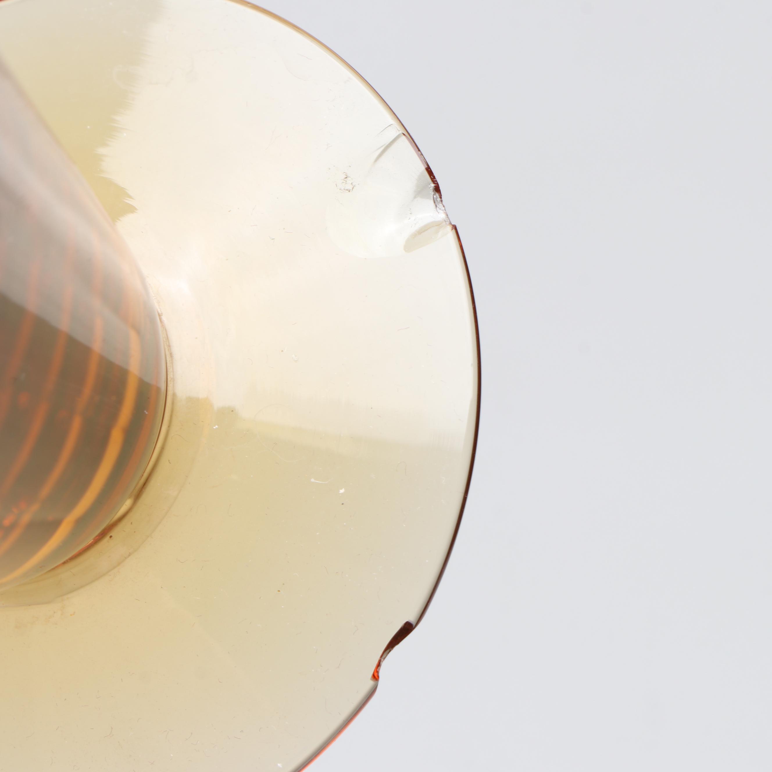 Amber Glass Coupes, Water Glasses, and Iced Tea Glasses