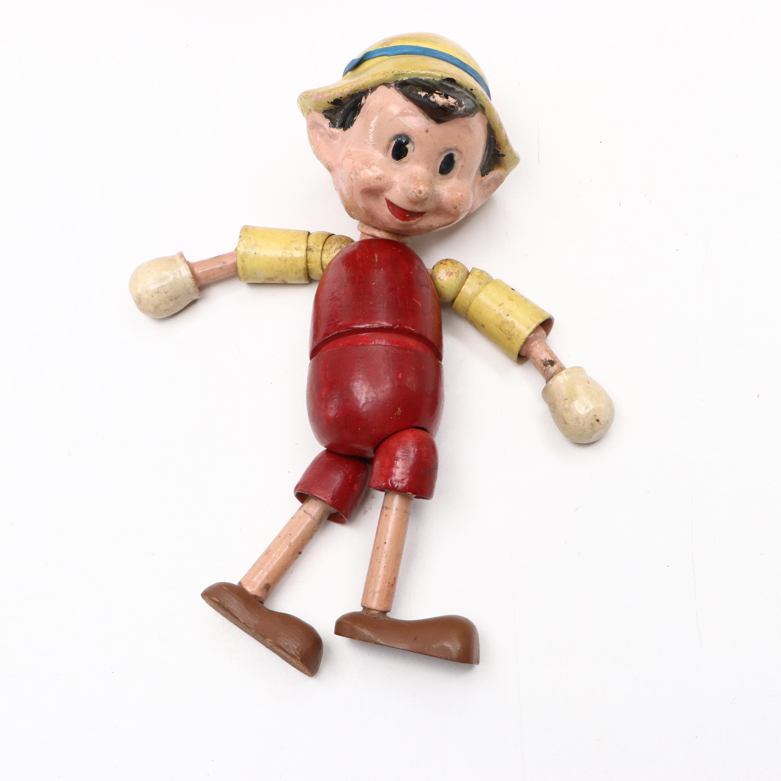 Pinocchio Puppets, Books and Wind-Up Toy, Early to Mid-20th Century