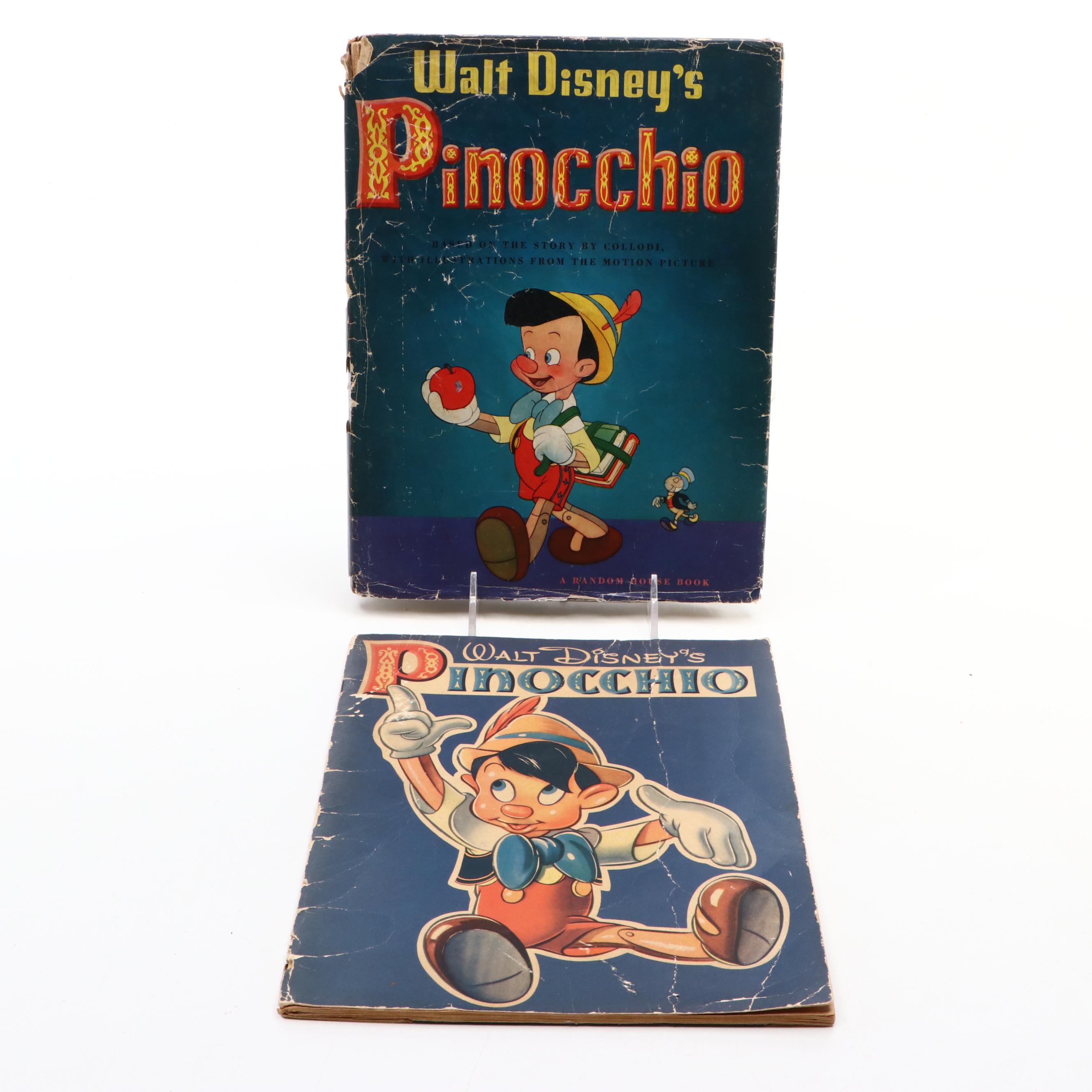 Pinocchio Puppets, Books and Wind-Up Toy, Early to Mid-20th Century