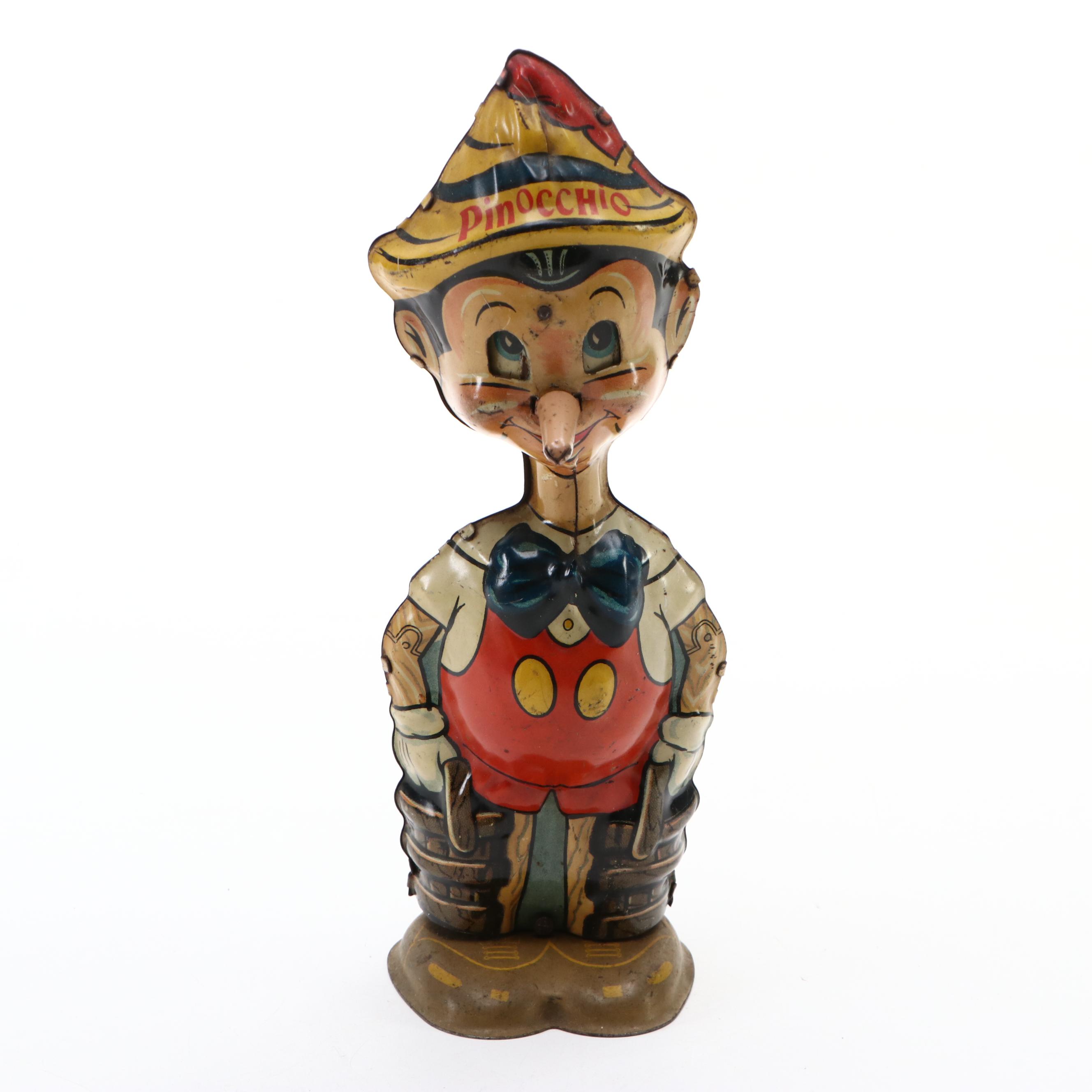 Pinocchio Puppets, Books and Wind-Up Toy, Early to Mid-20th Century