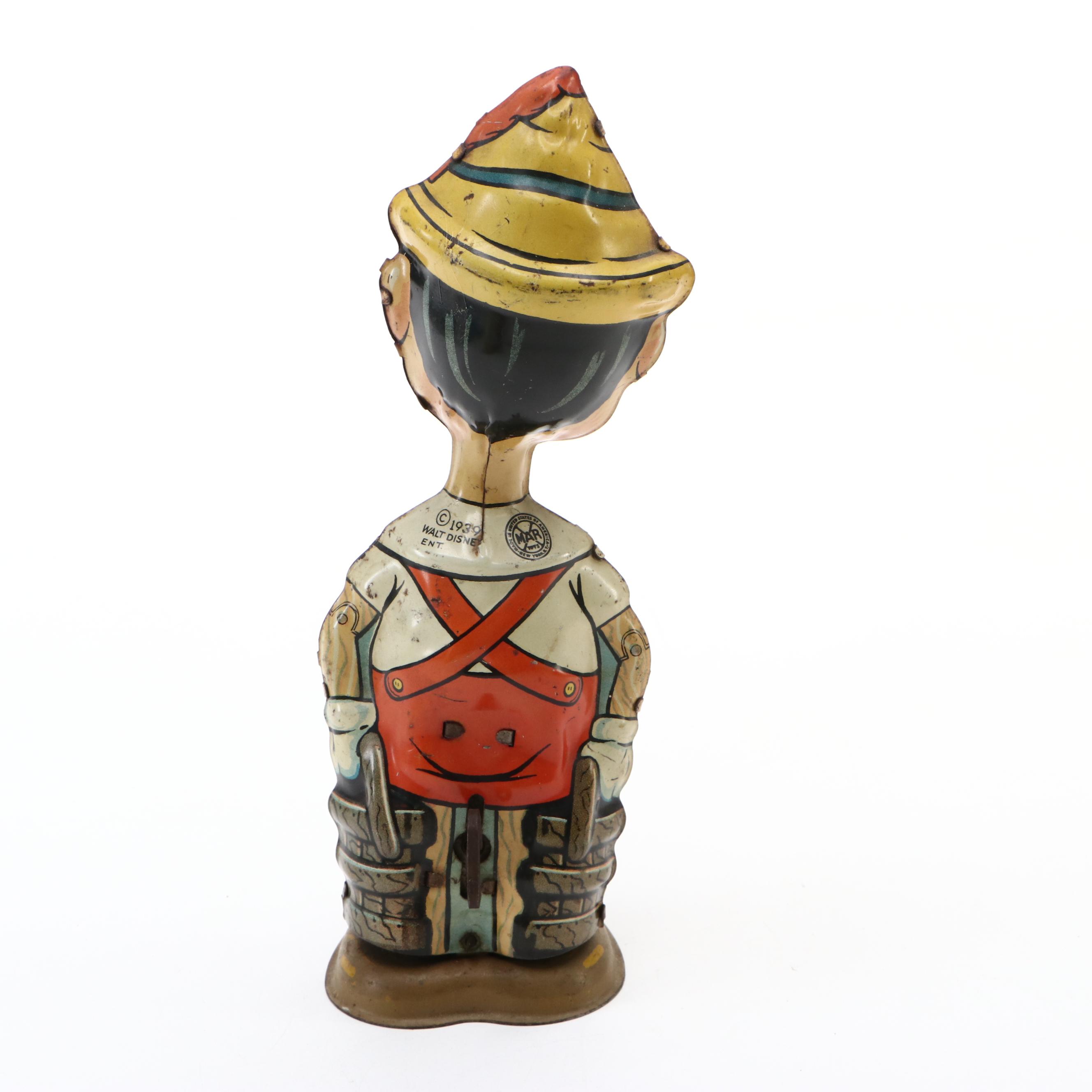 Pinocchio Puppets, Books and Wind-Up Toy, Early to Mid-20th Century