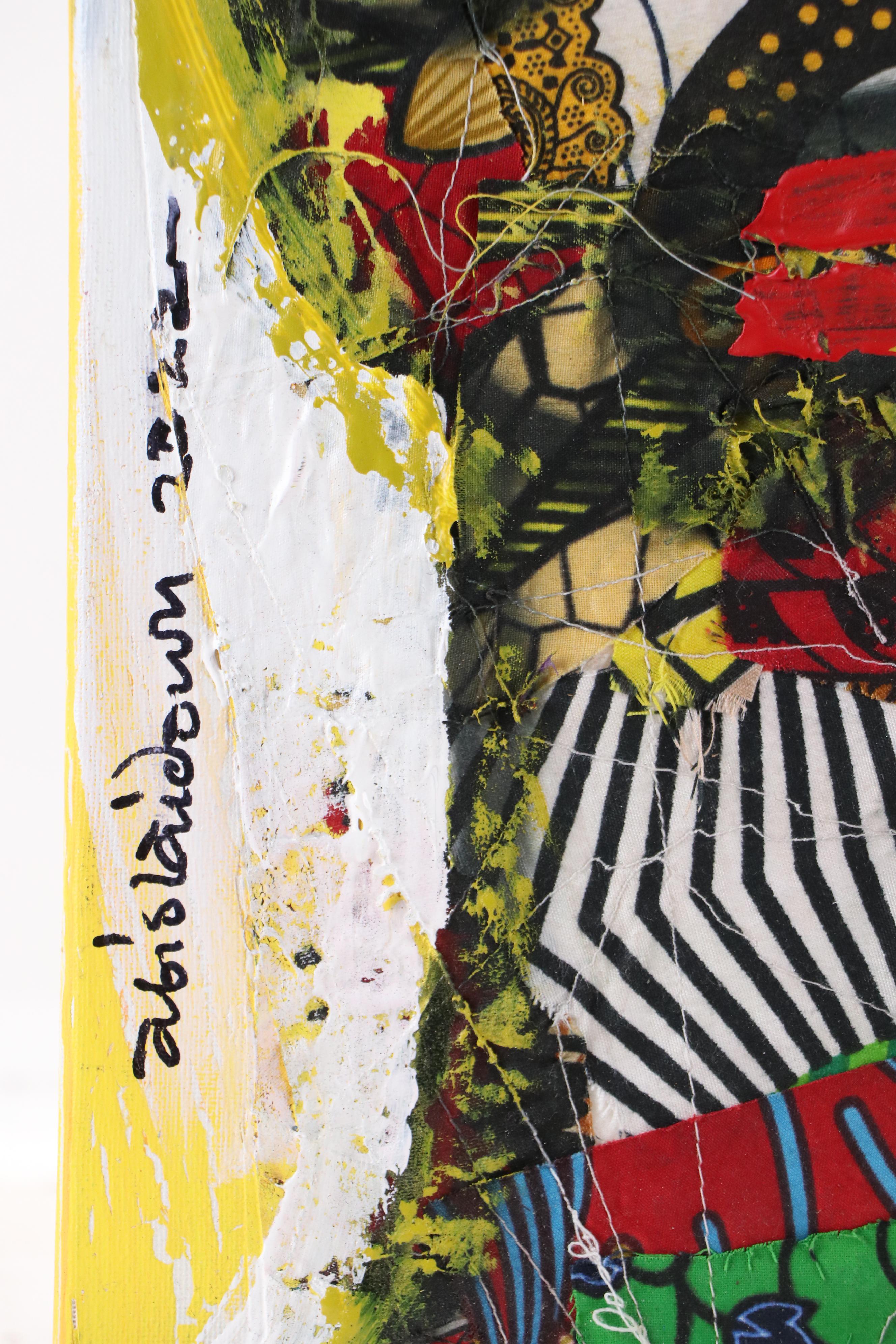 Abiola Idowu Stylized Mixed Media Portrait "My Love," 2022