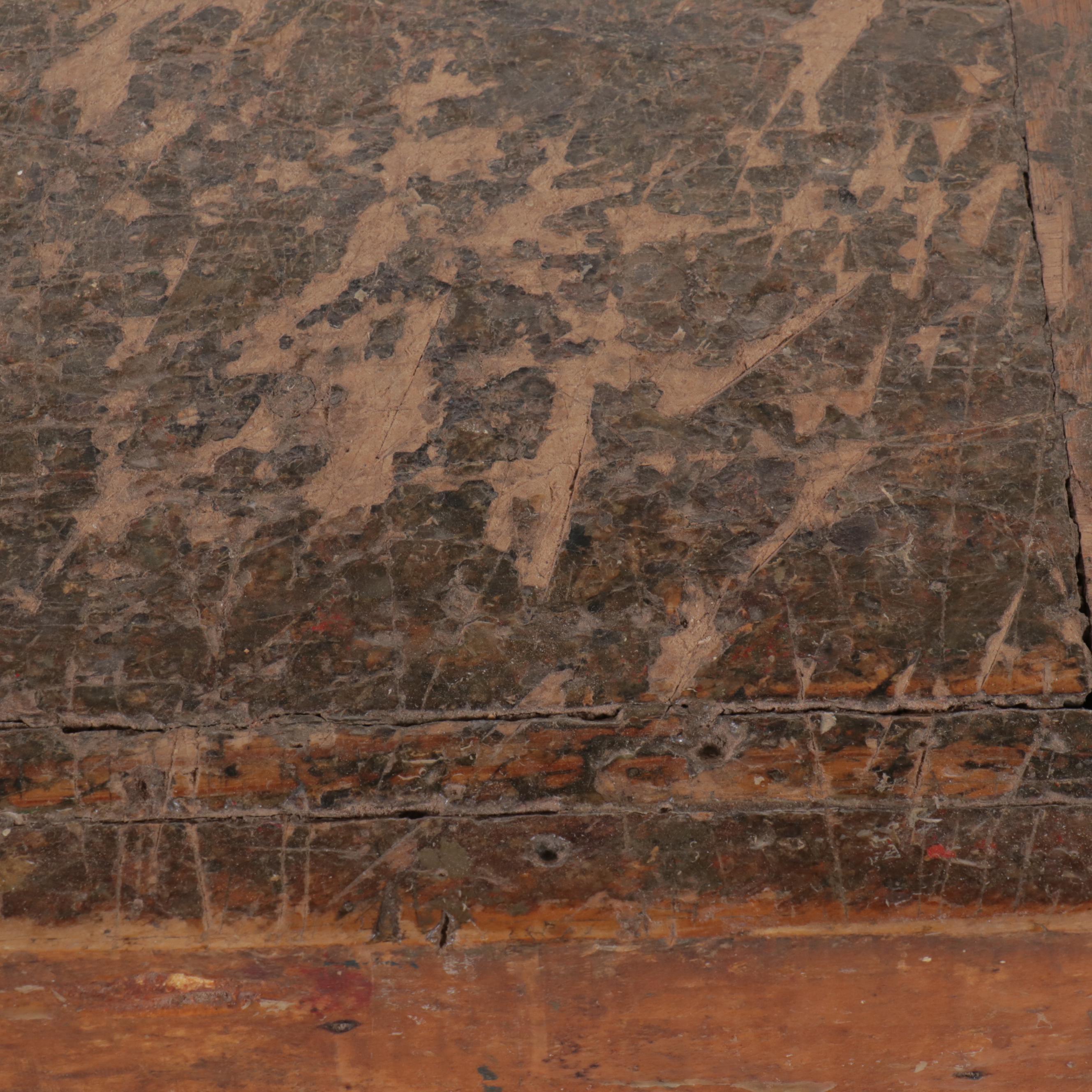 Vintage Wooden Work Table with O. Parker Co. Bench Vise