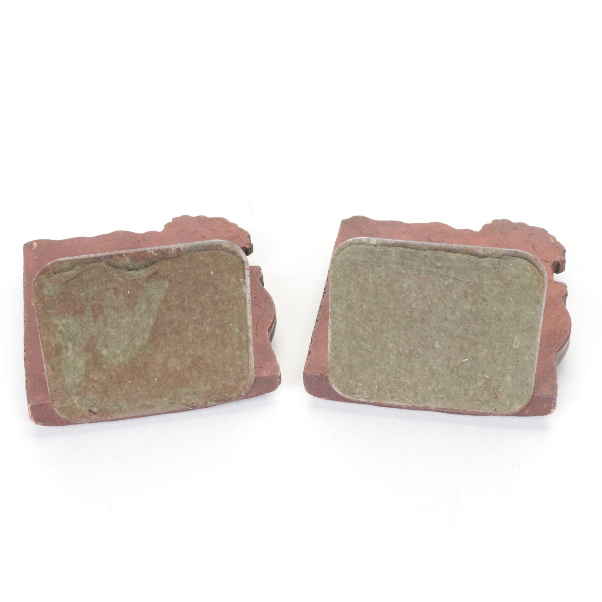 Copper Coated Baby Shoes & Wood Relief Bookends