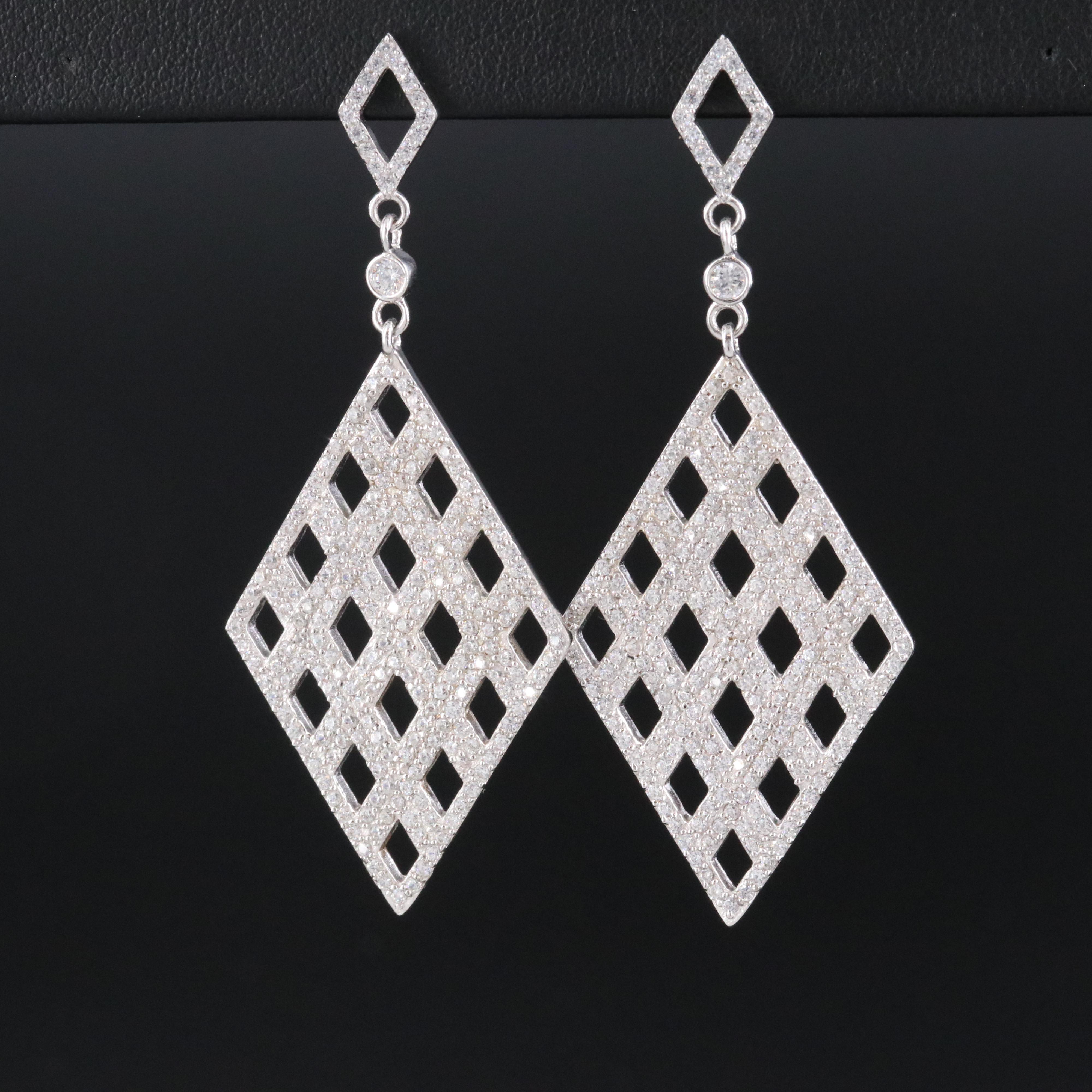 Sterling CZ Lattice Earrings