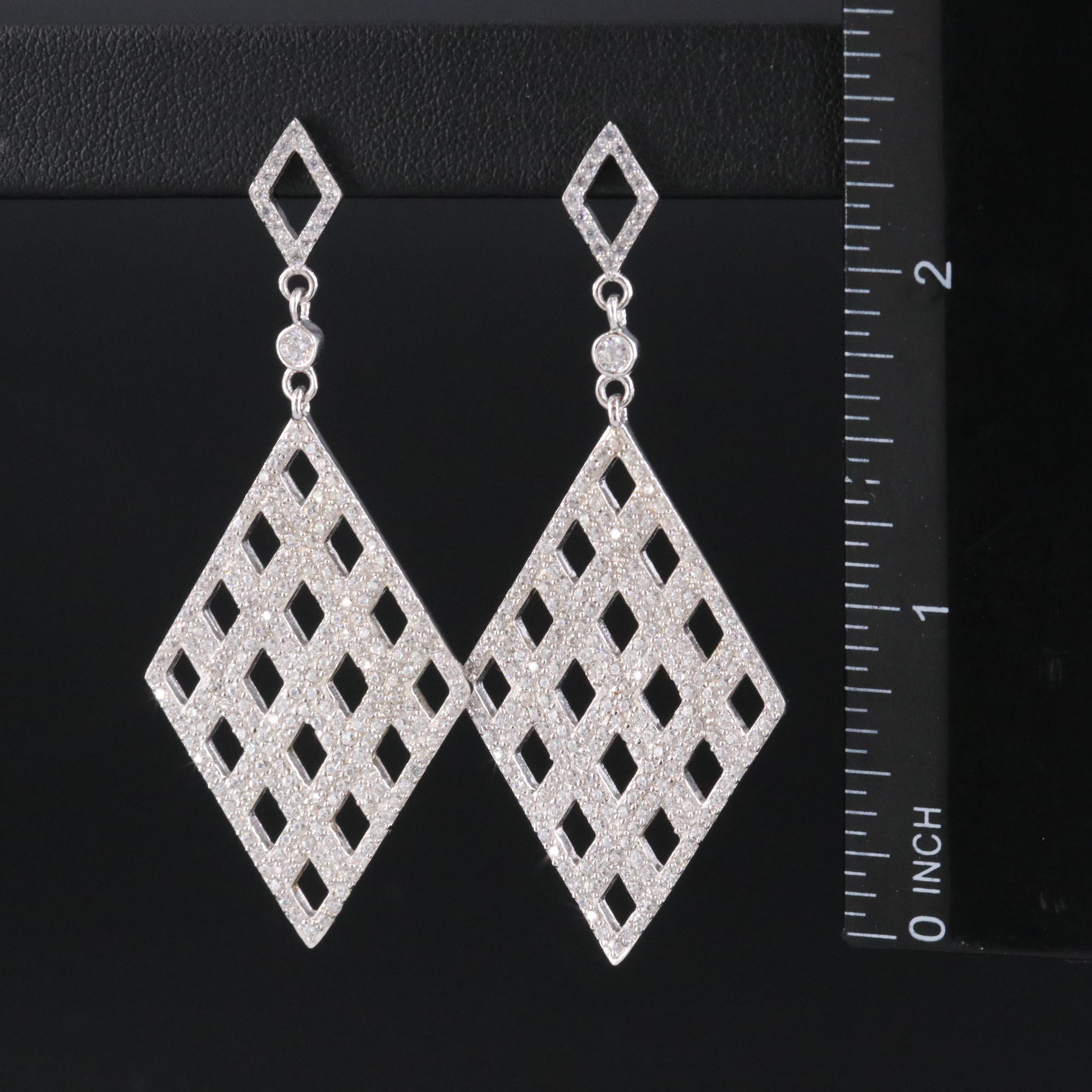 Sterling CZ Lattice Earrings
