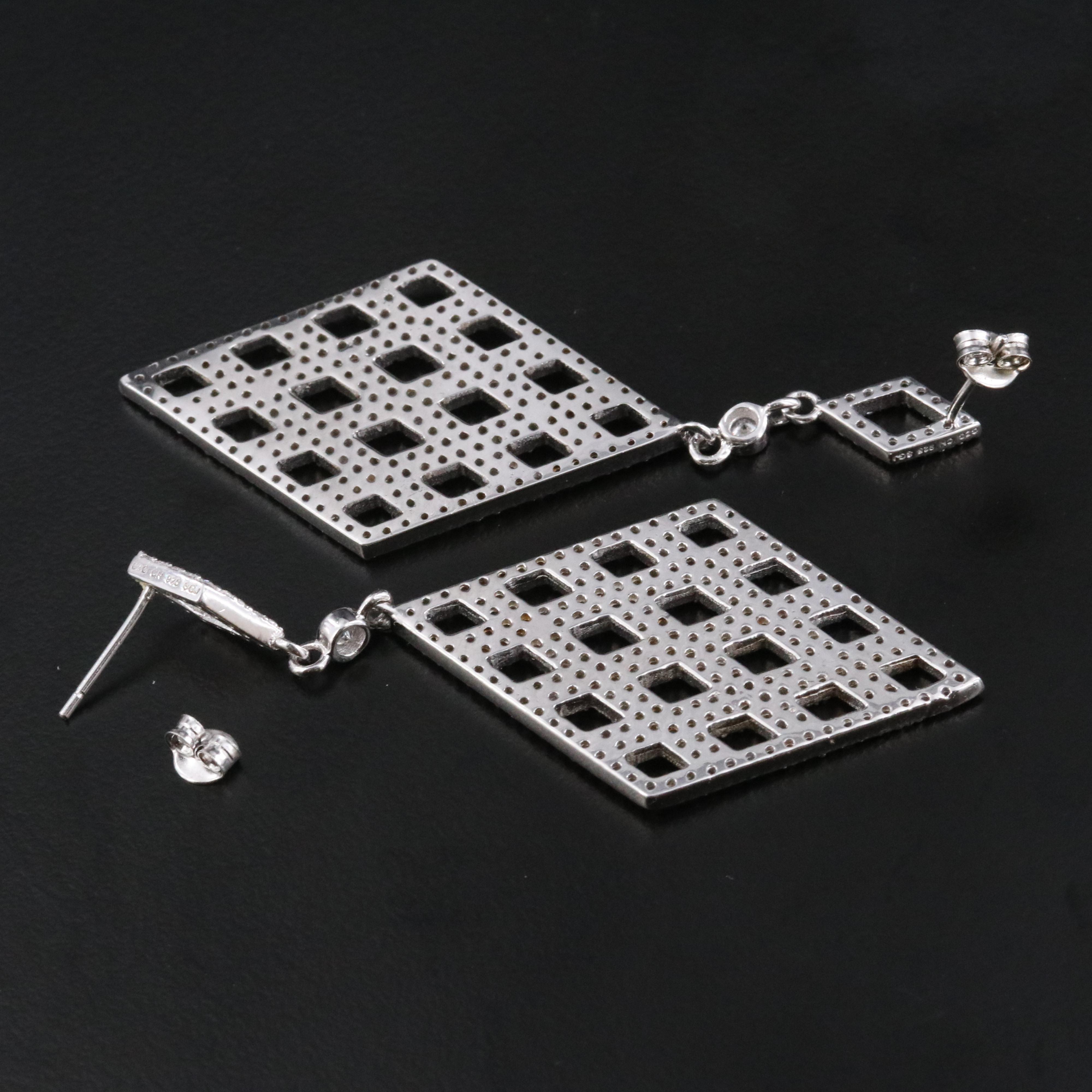 Sterling CZ Lattice Earrings