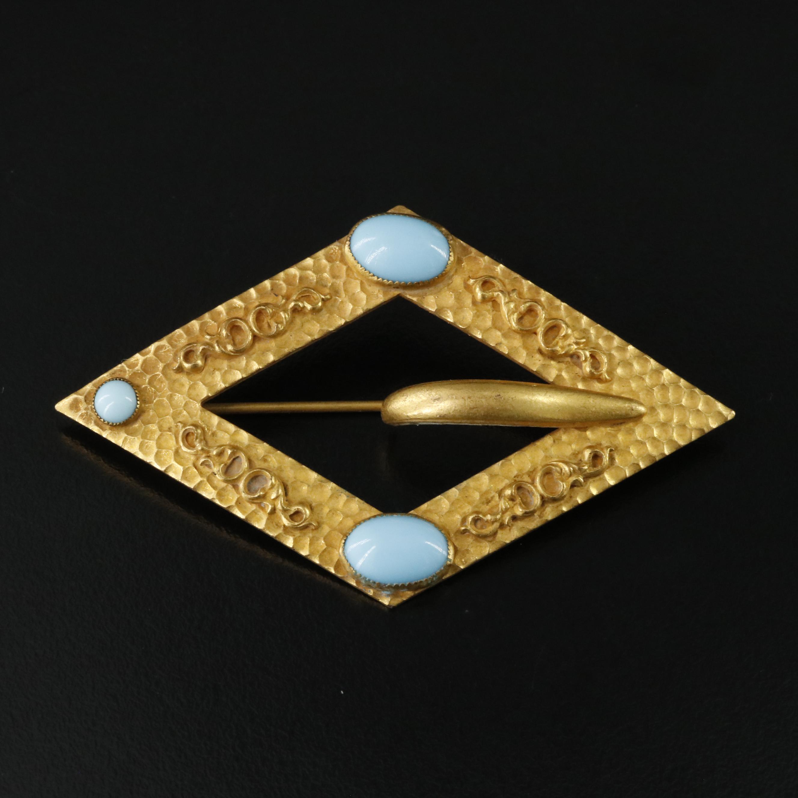 Art Nouveau Imitation Turquoise Buckle Brooch