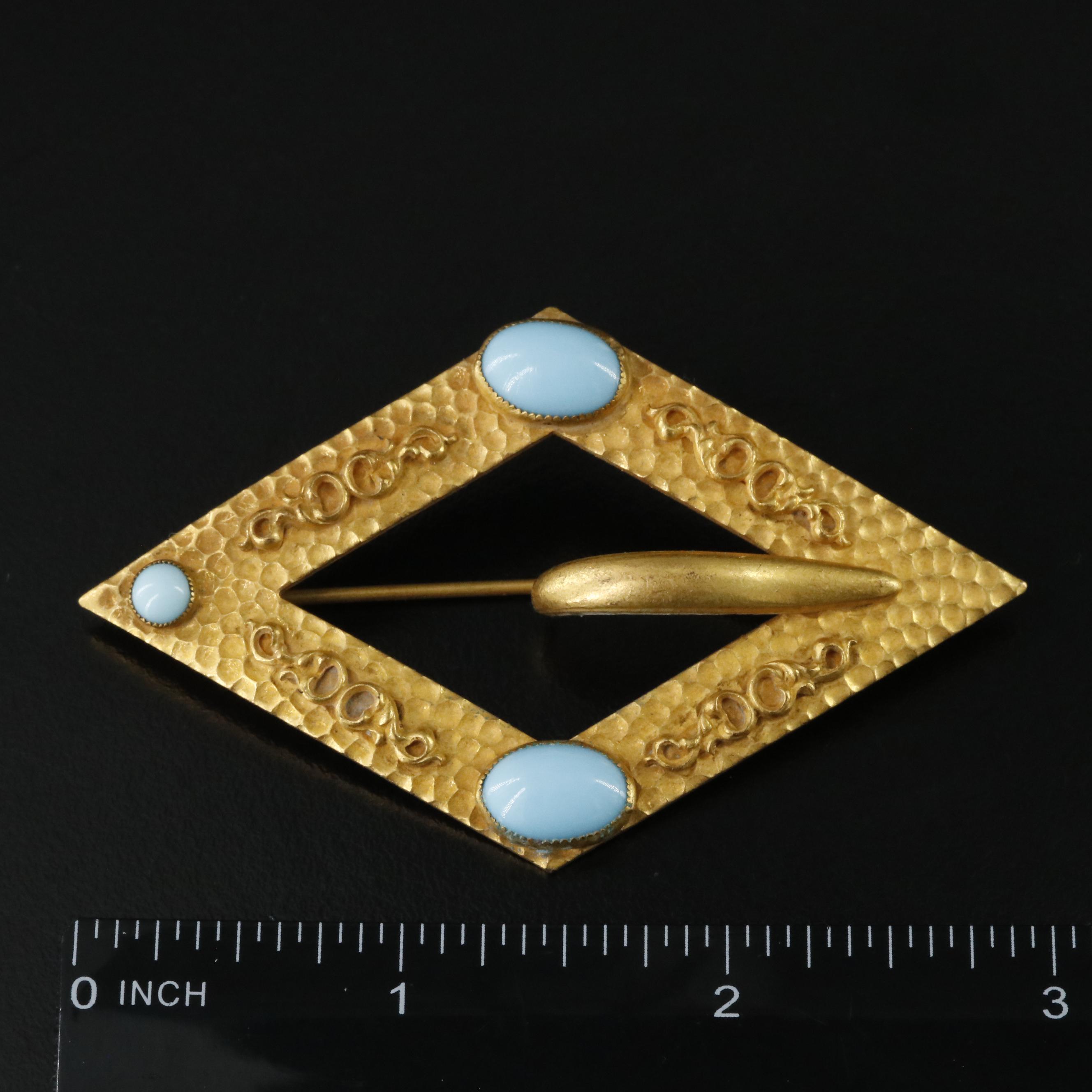 Art Nouveau Imitation Turquoise Buckle Brooch
