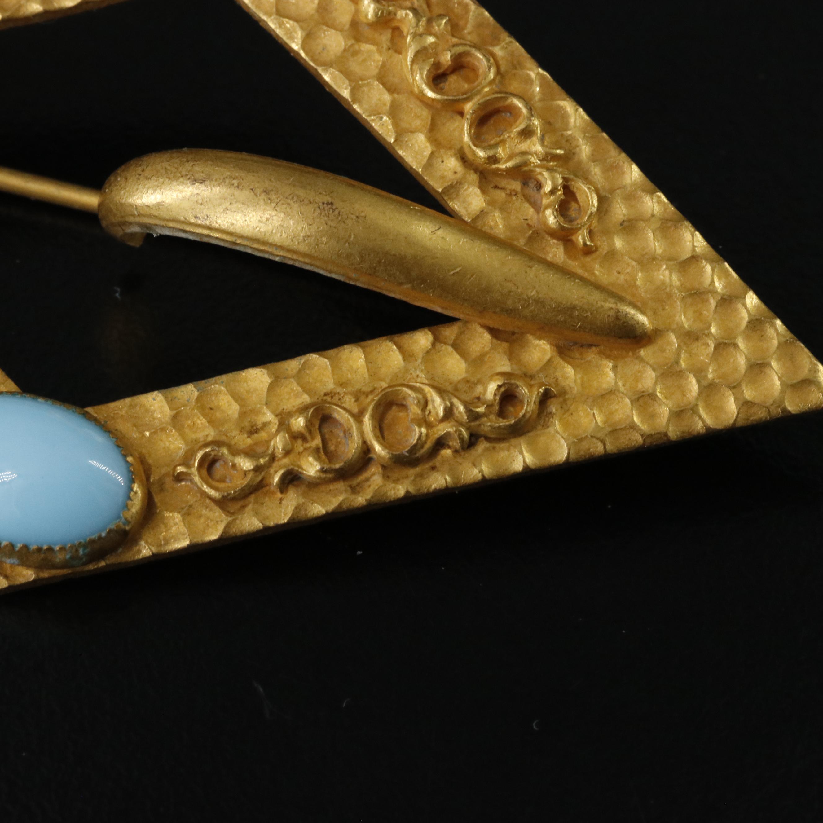 Art Nouveau Imitation Turquoise Buckle Brooch