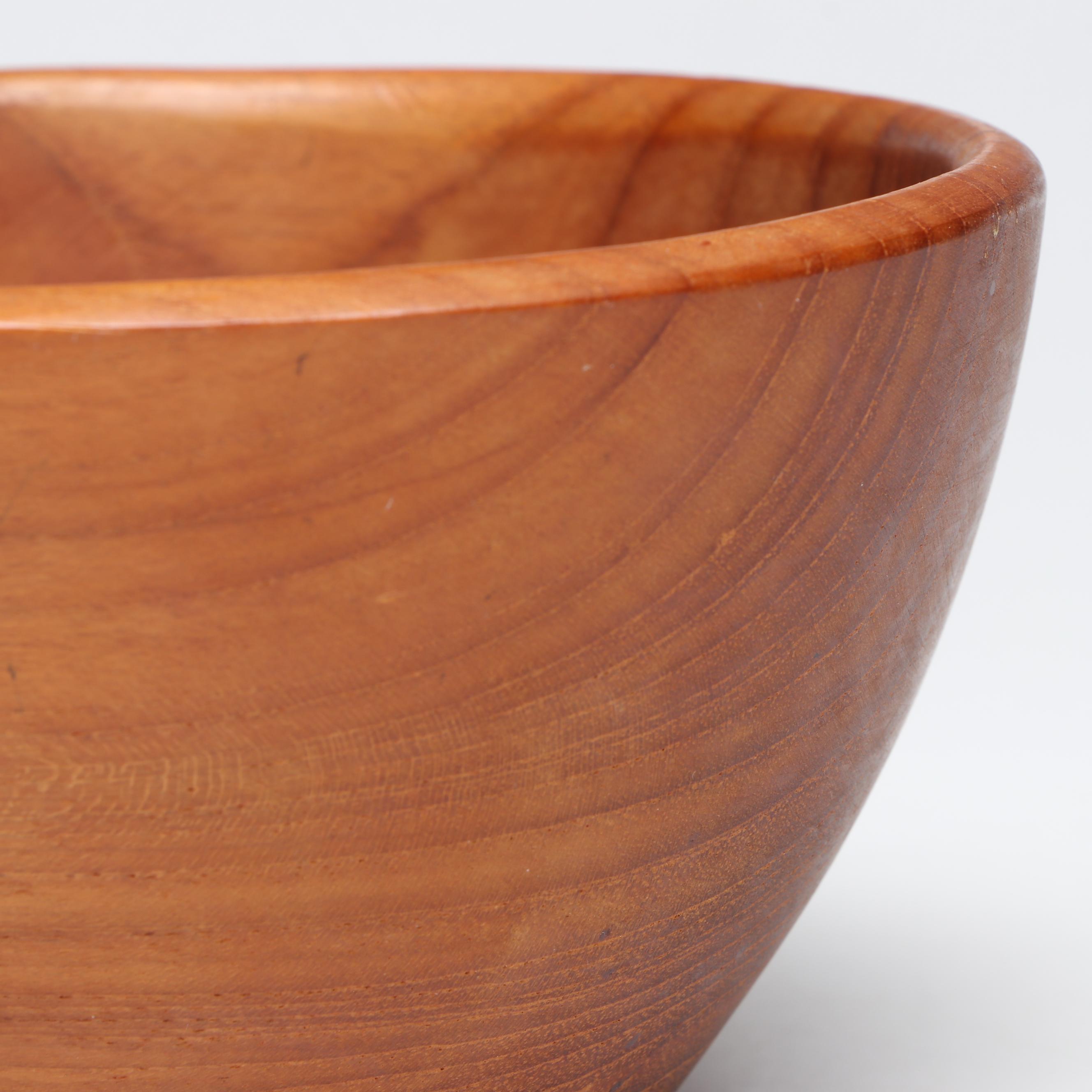 Pair Of Turned Wooden Bowls and Bamboo Tray