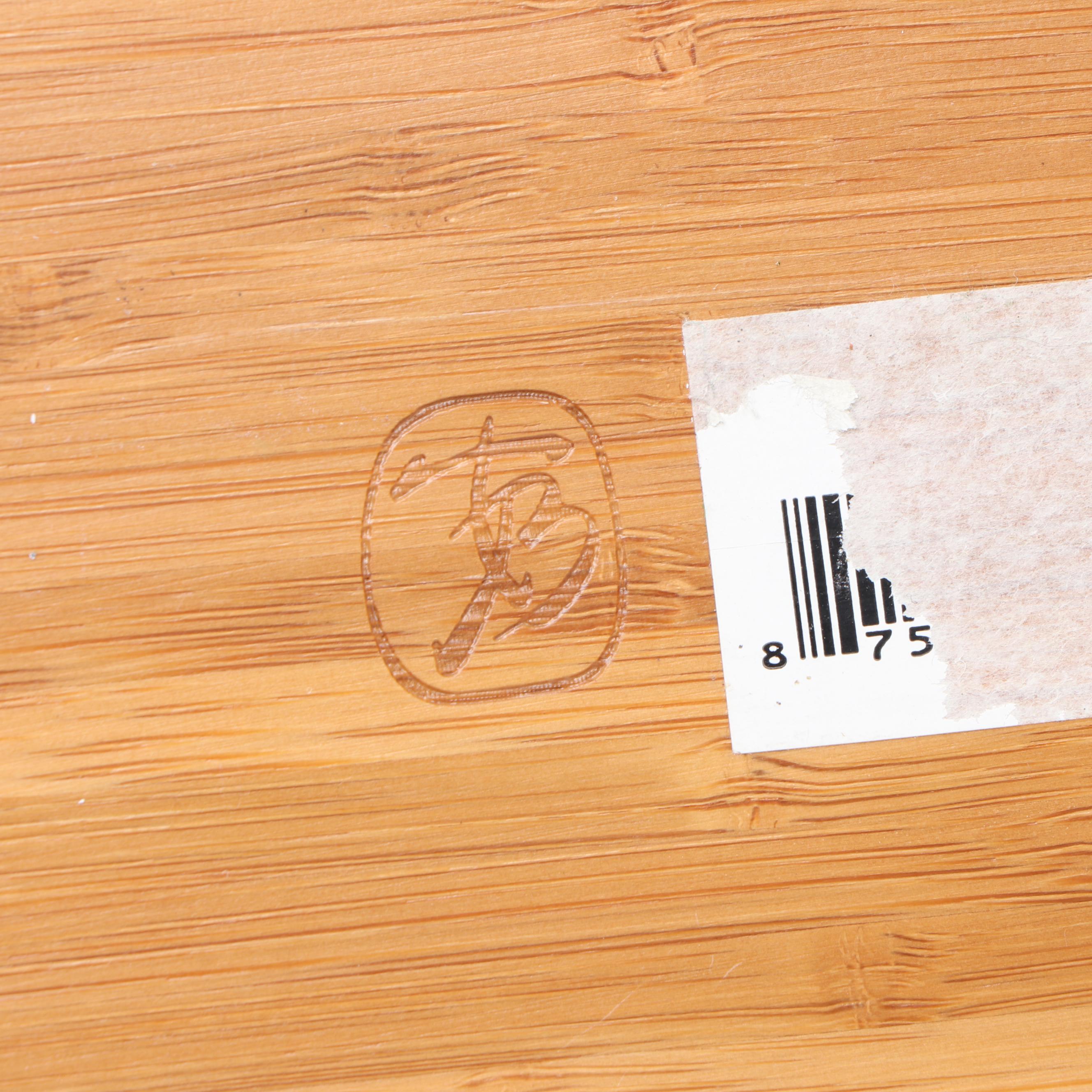 Pair Of Turned Wooden Bowls and Bamboo Tray