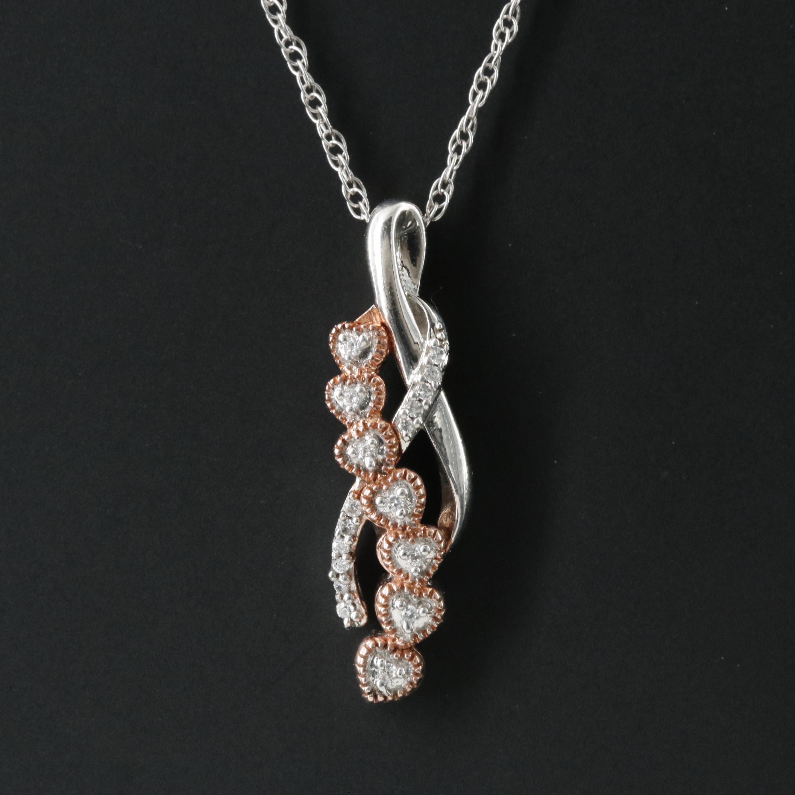 Sterling CZ Twist Pendant Necklace