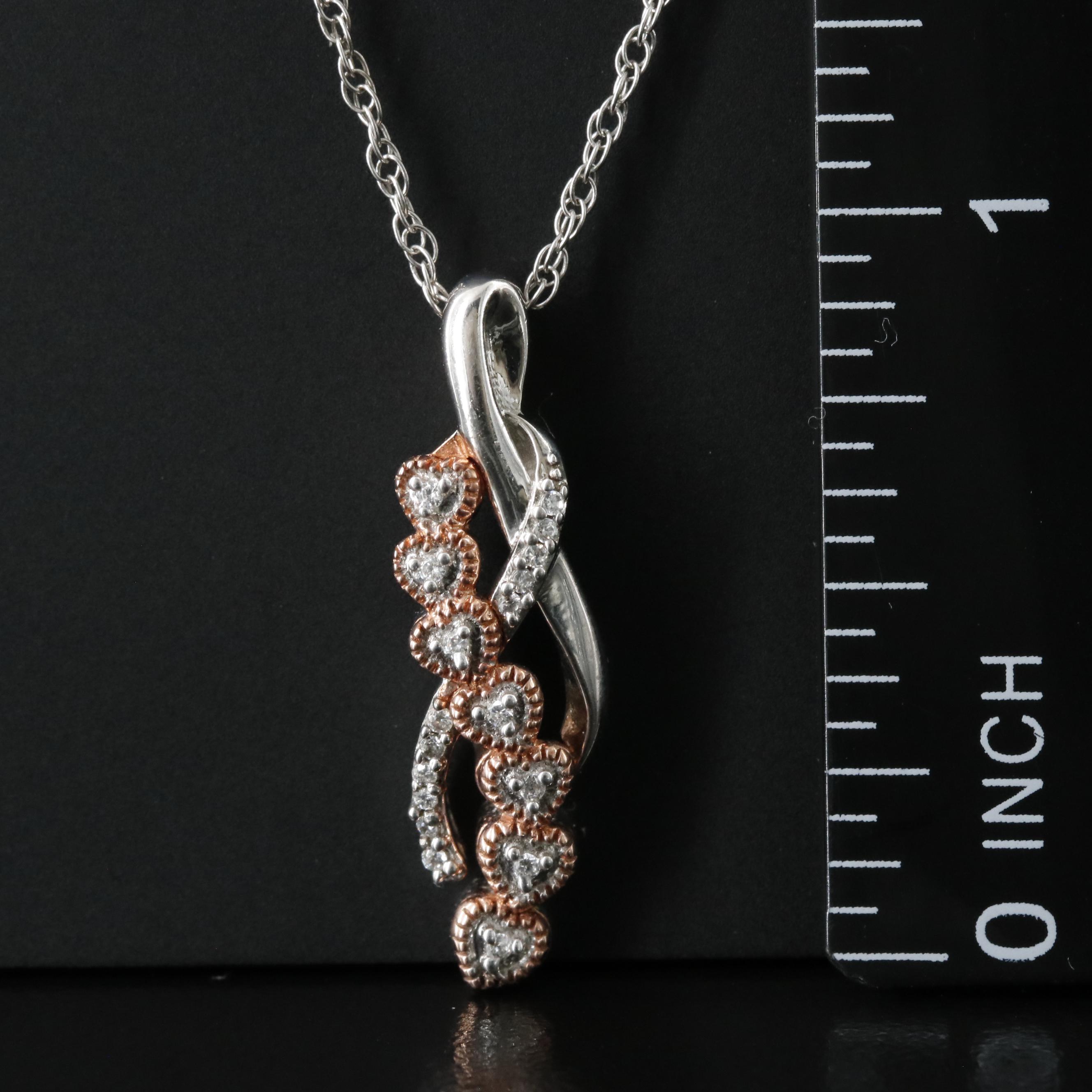 Sterling CZ Twist Pendant Necklace