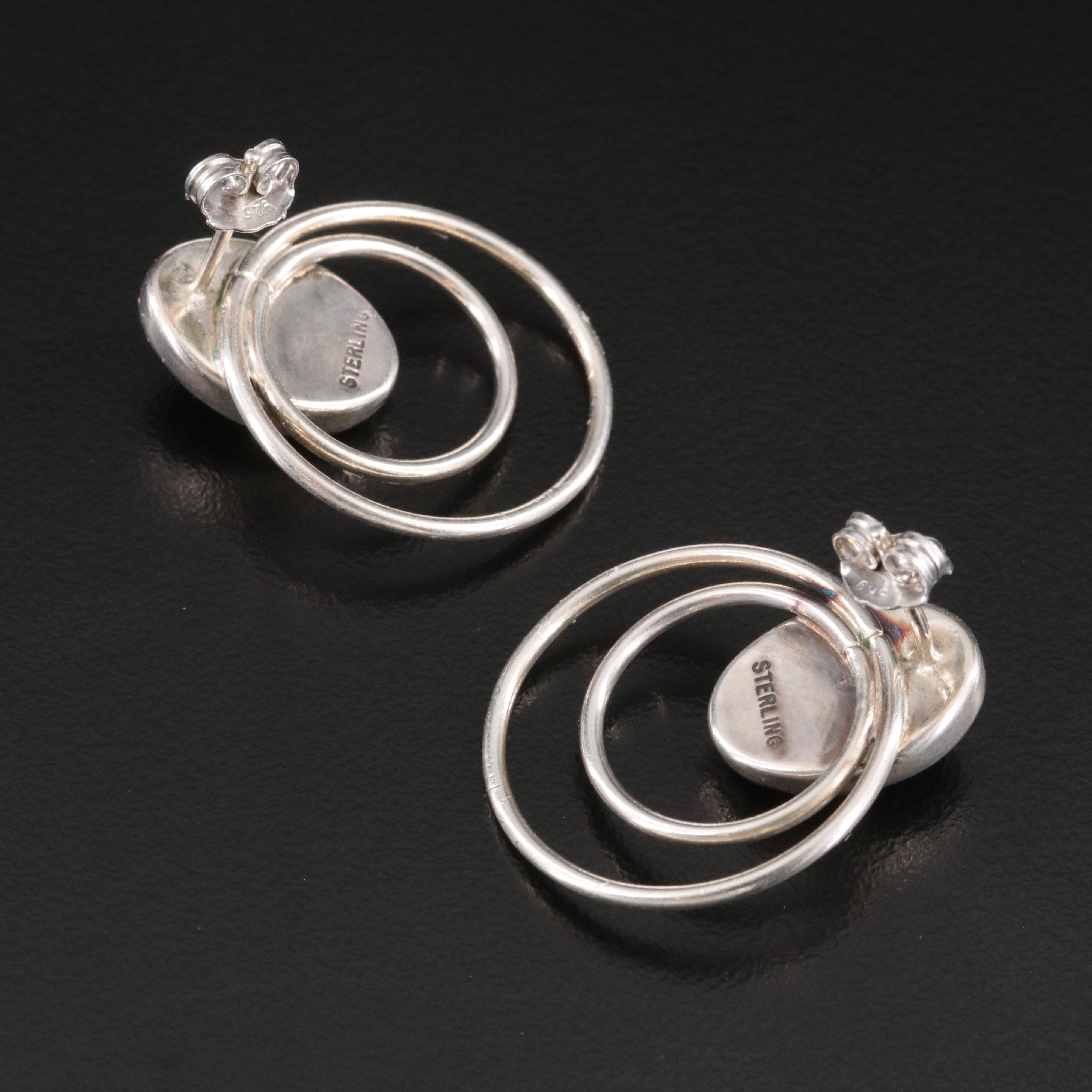 Sterling Mosaic Earrings with Turquoise, Black Onyx and Coral