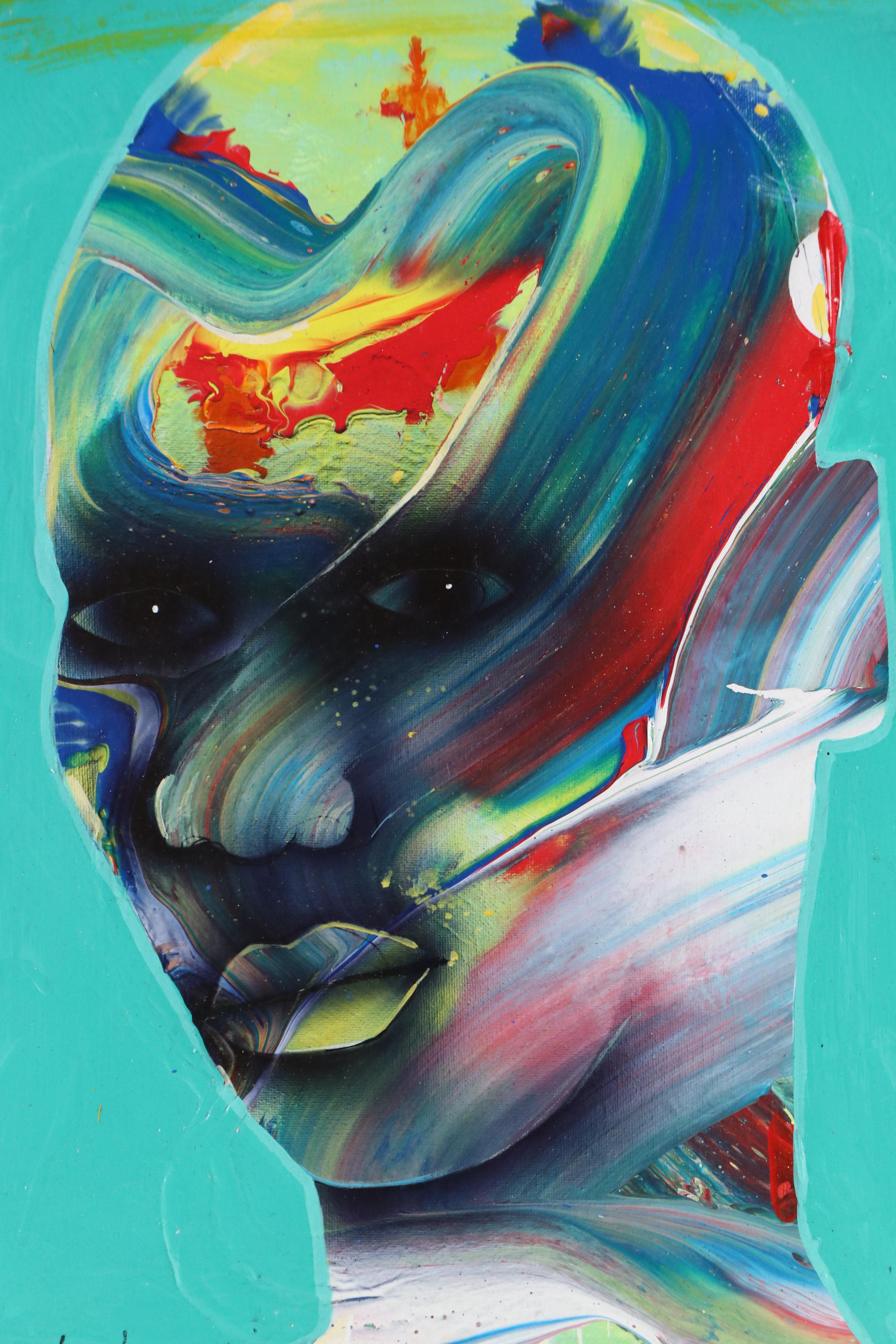 Abiola Idowu Stylized Acrylic Portrait "Drama at the Party," 2023