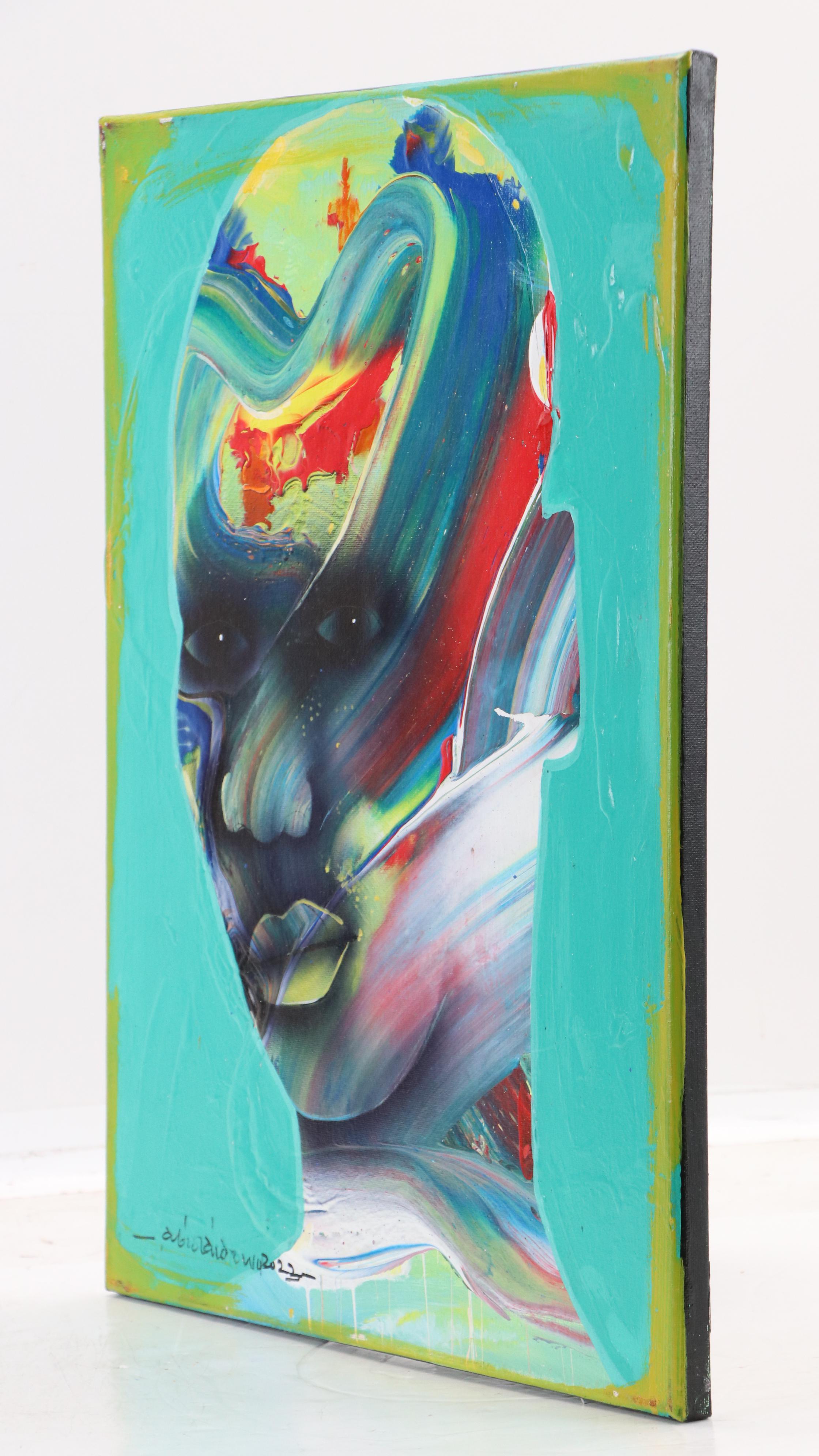 Abiola Idowu Stylized Acrylic Portrait "Drama at the Party," 2023