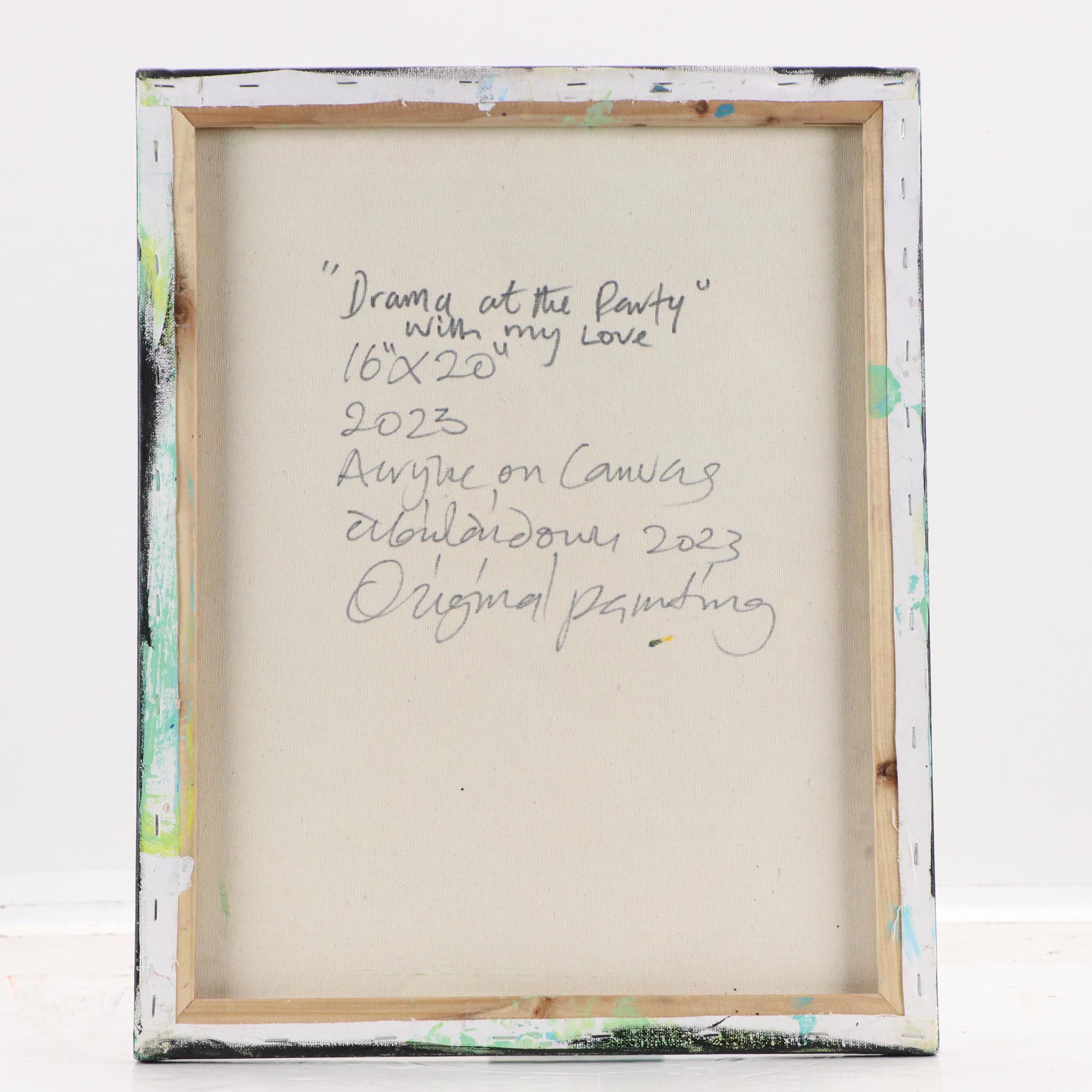 Abiola Idowu Stylized Acrylic Portrait "Drama at the Party," 2023