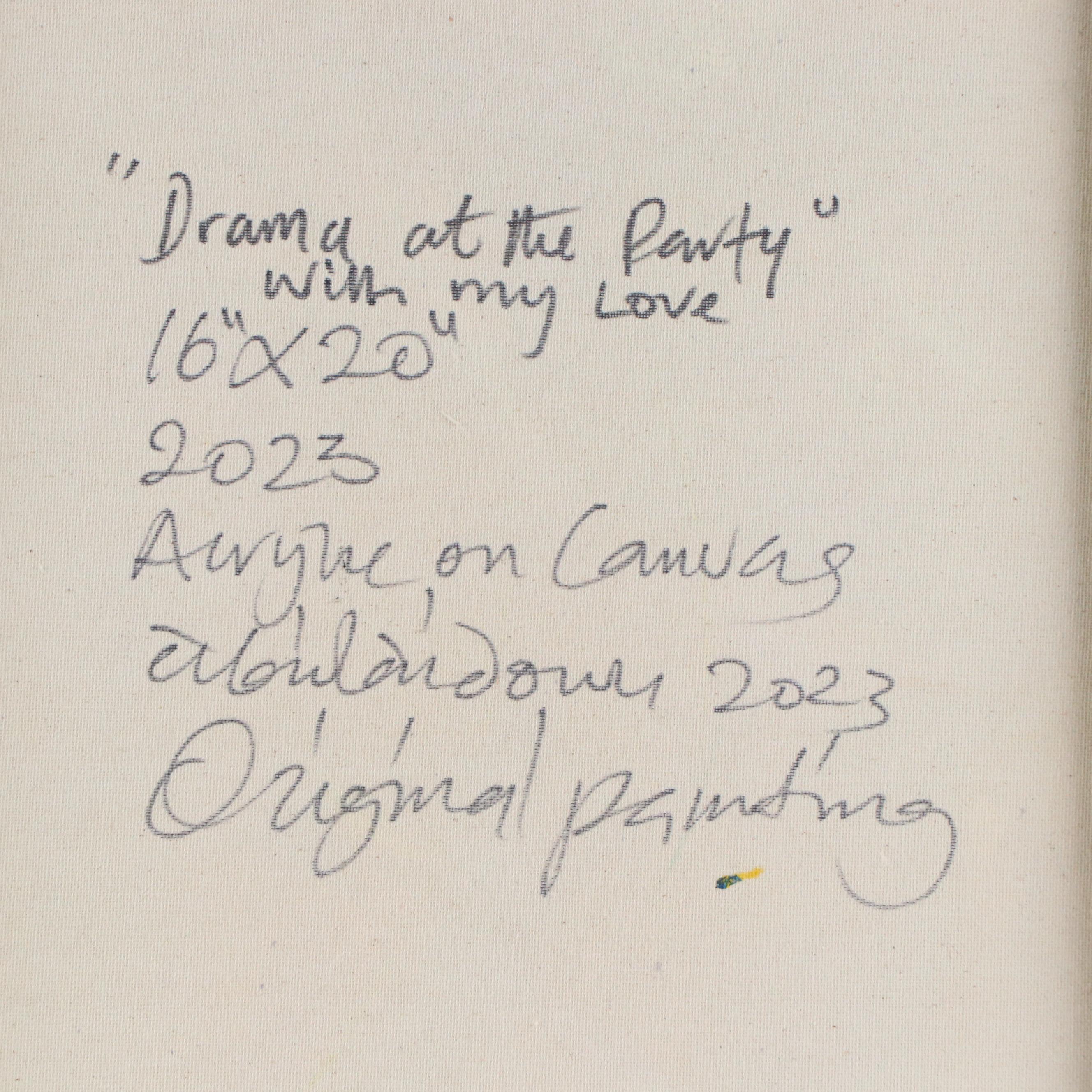 Abiola Idowu Stylized Acrylic Portrait "Drama at the Party," 2023