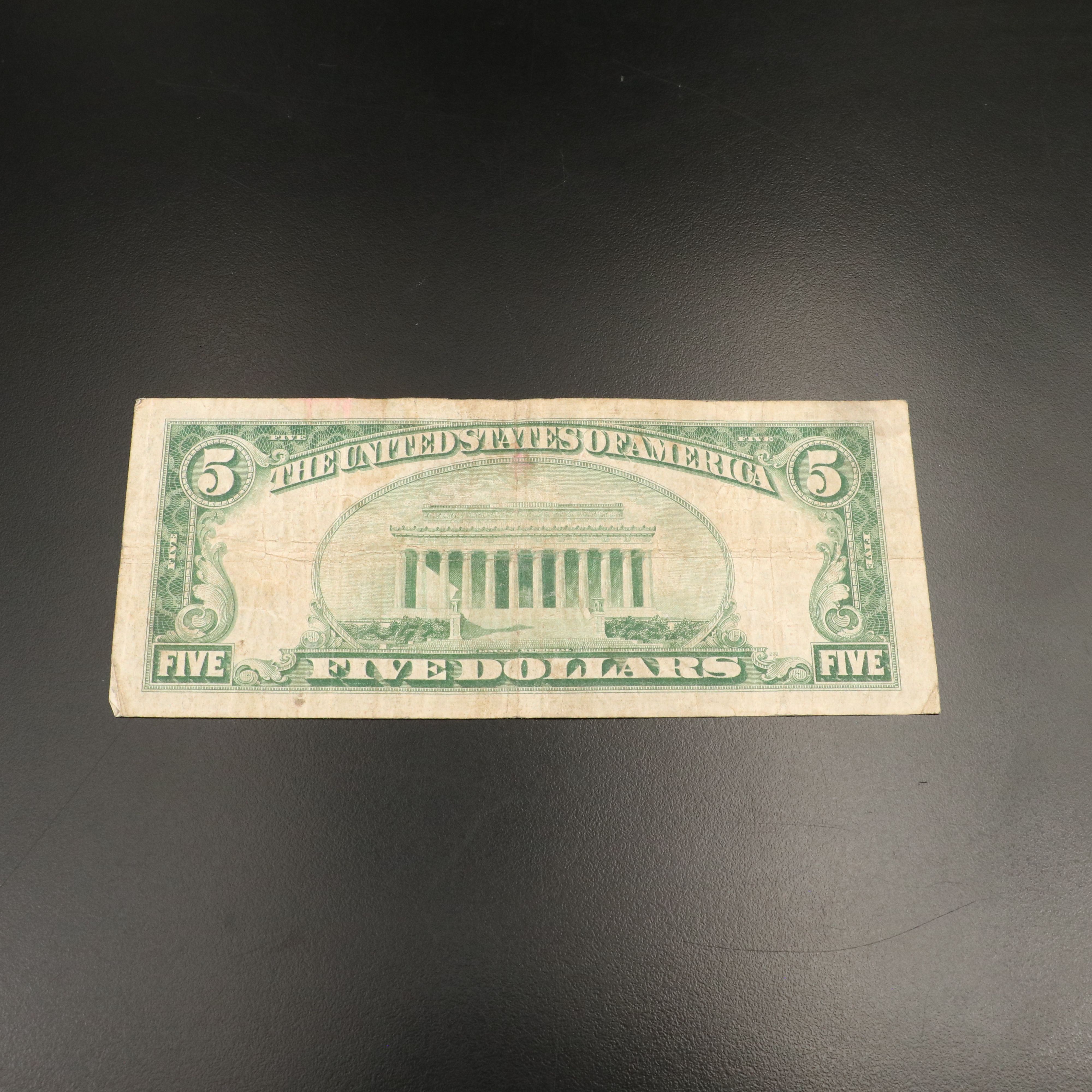 1929 Five Dollar National Bank Note From The Lincoln National Bank  Cincinnati