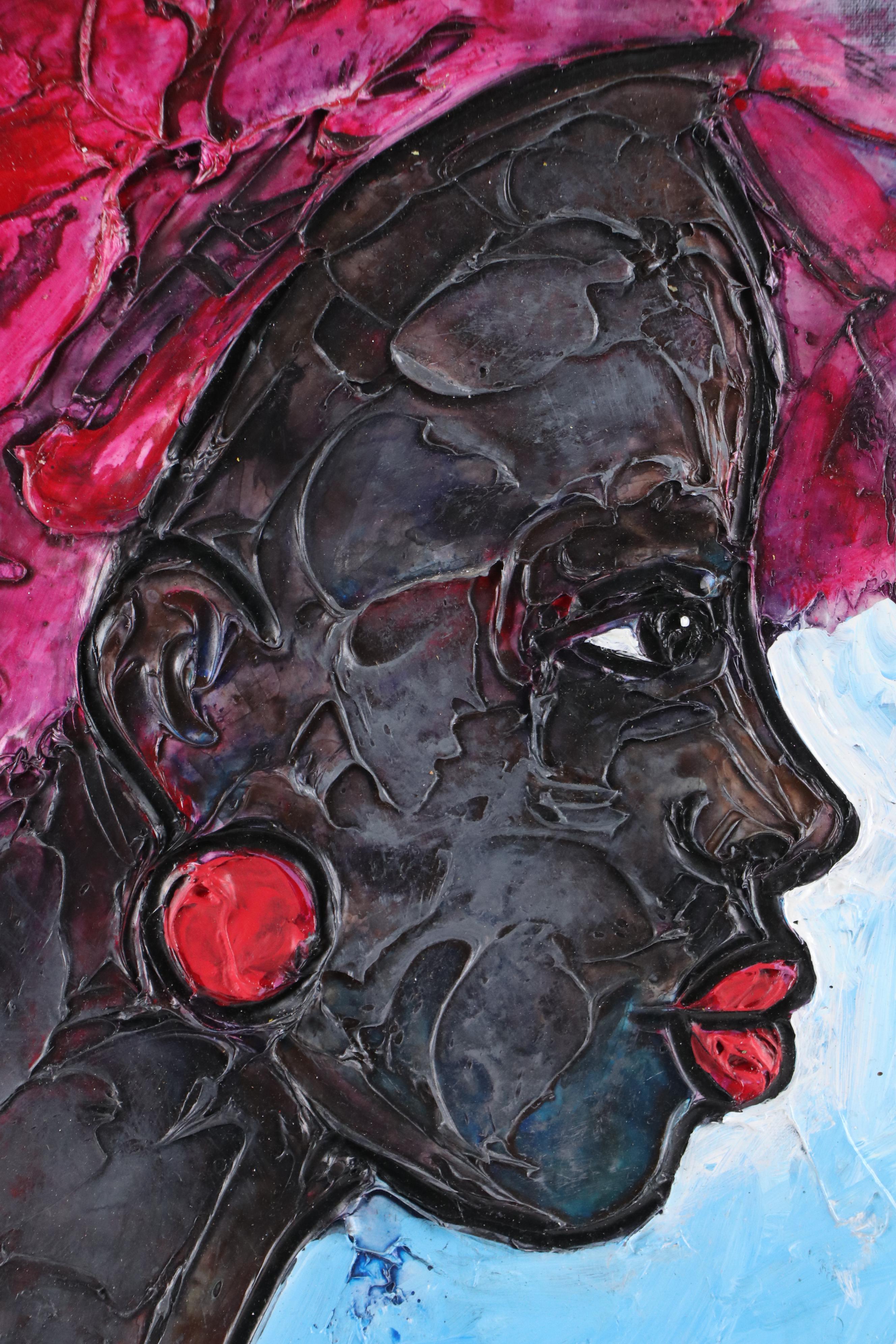 Abiola Idowu Stylized Mixed Media Portrait "Omolayo (Child of Joy)," 2024