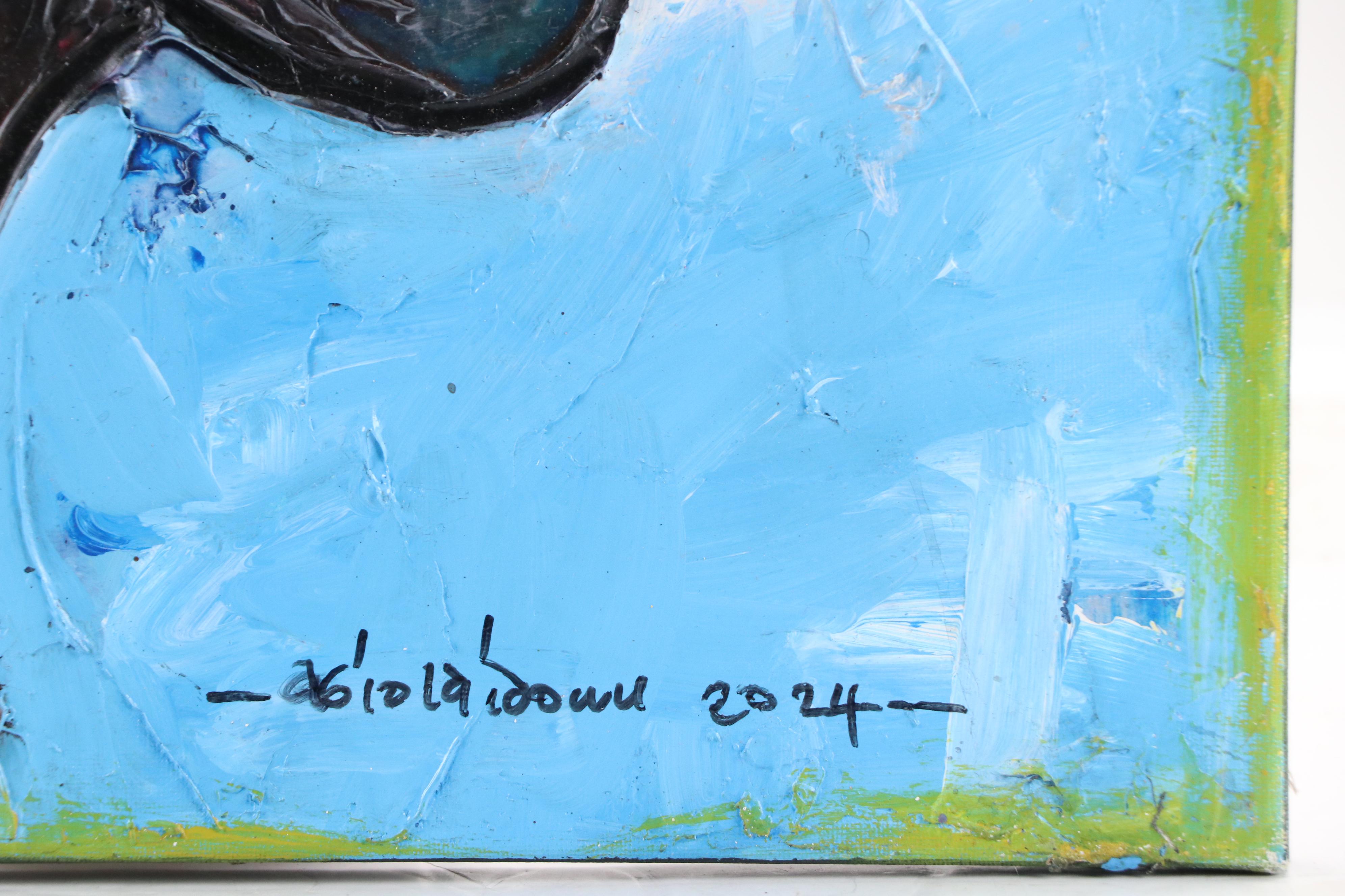 Abiola Idowu Stylized Mixed Media Portrait "Omolayo (Child of Joy)," 2024