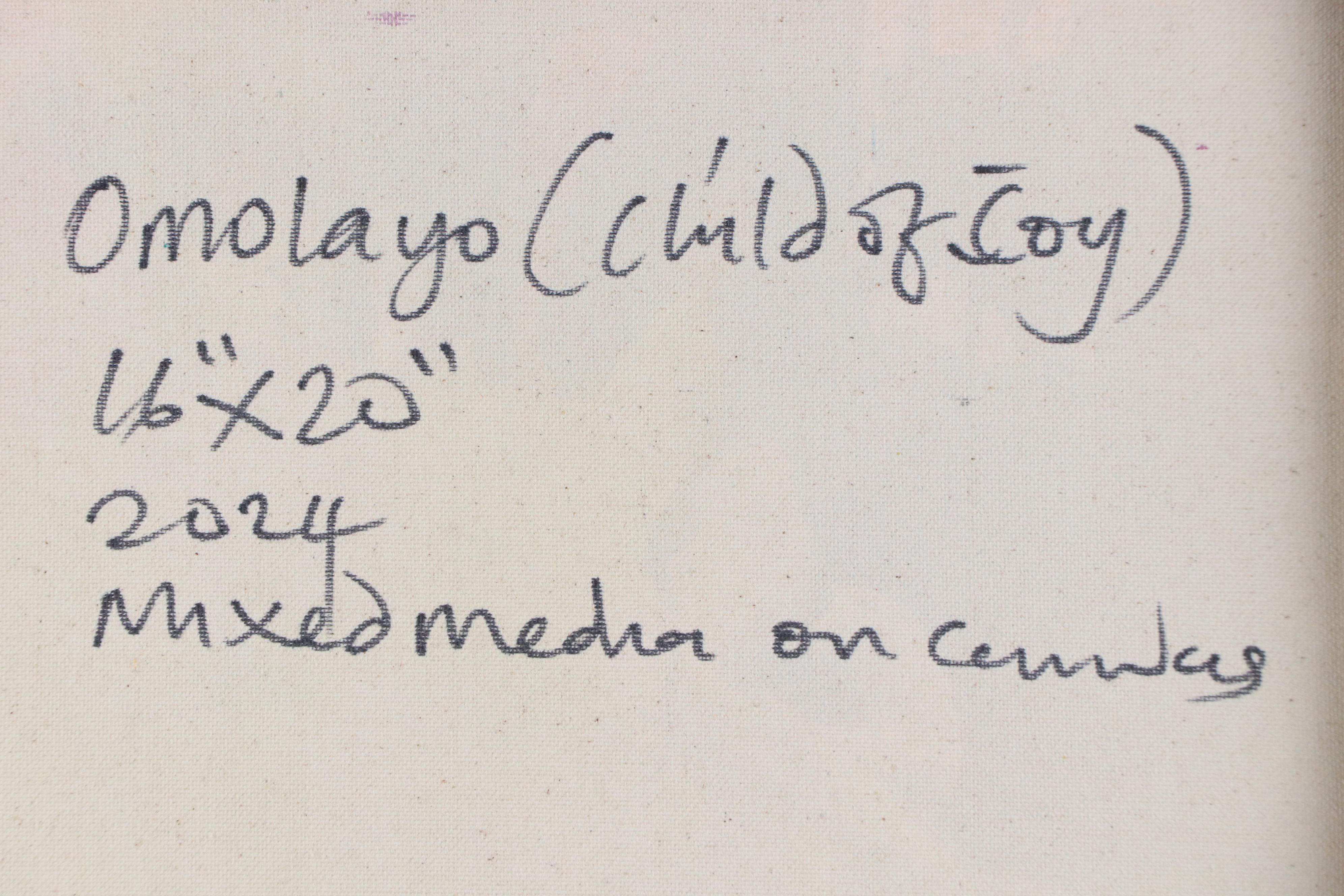 Abiola Idowu Stylized Mixed Media Portrait "Omolayo (Child of Joy)," 2024