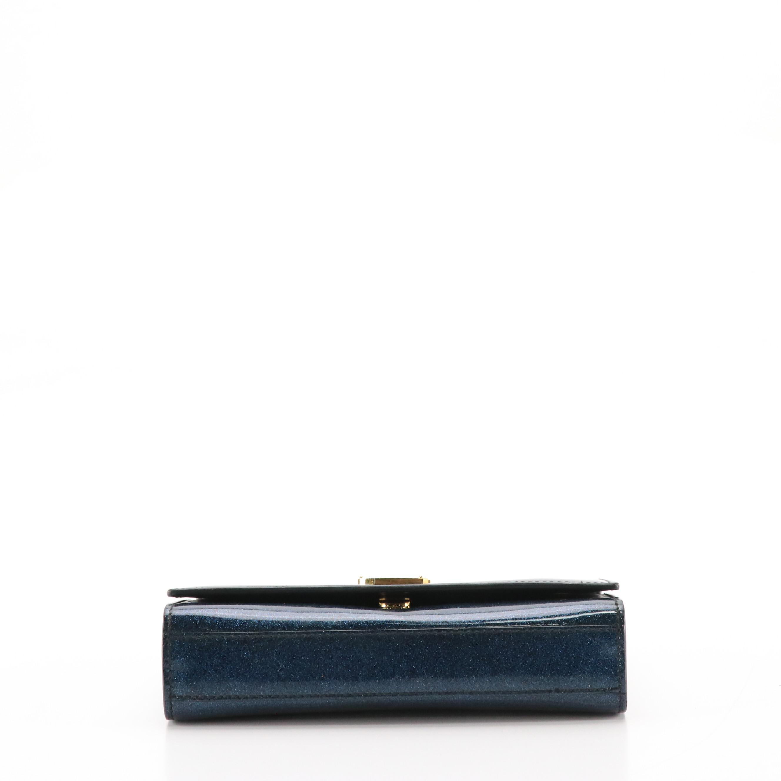 Saint Laurent Small Kate YSL Crossbody Bag in Blue Glitter Patent Leather