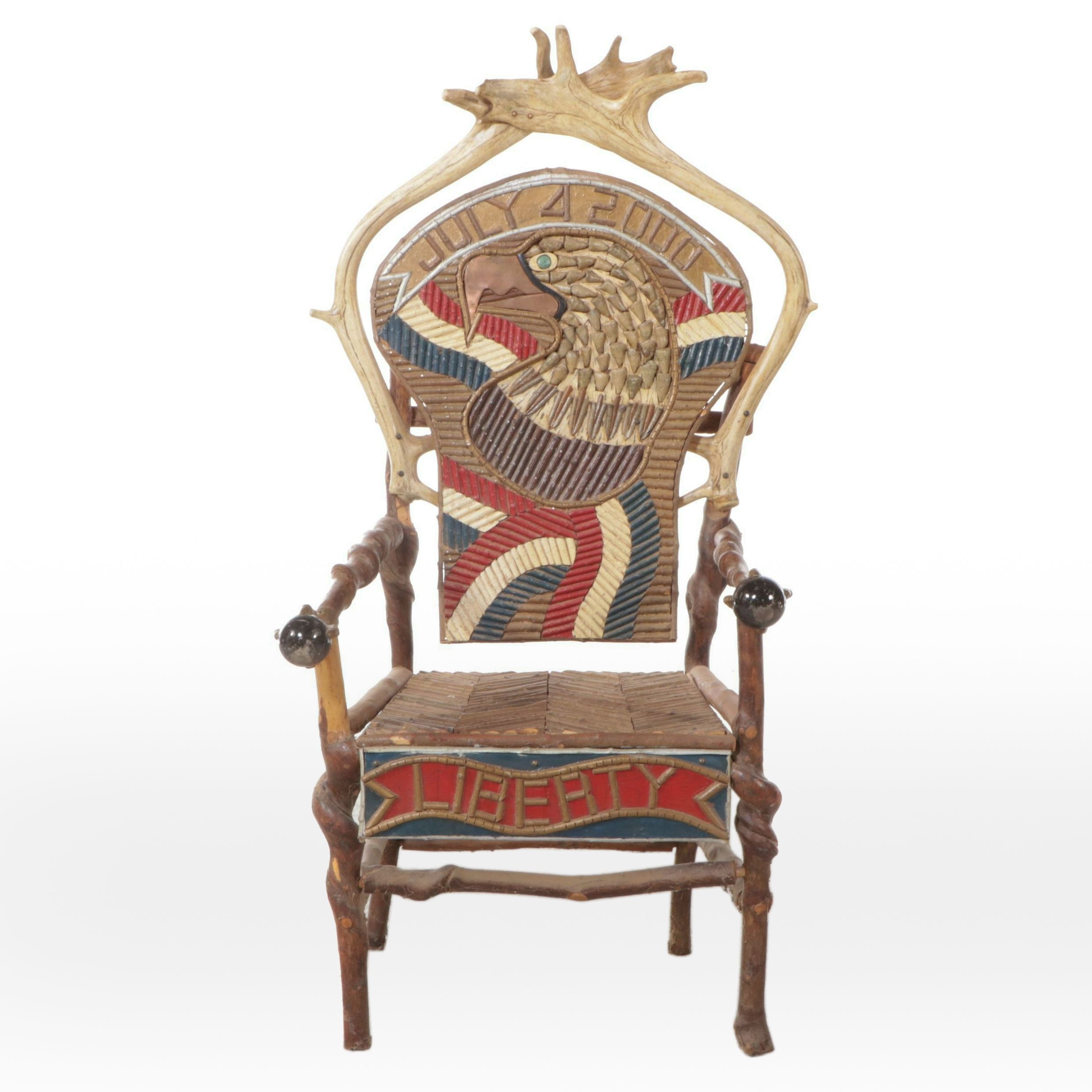 Robert Beaven Adirondack Style Eagle Motif Fourth of July Armchair, 2000