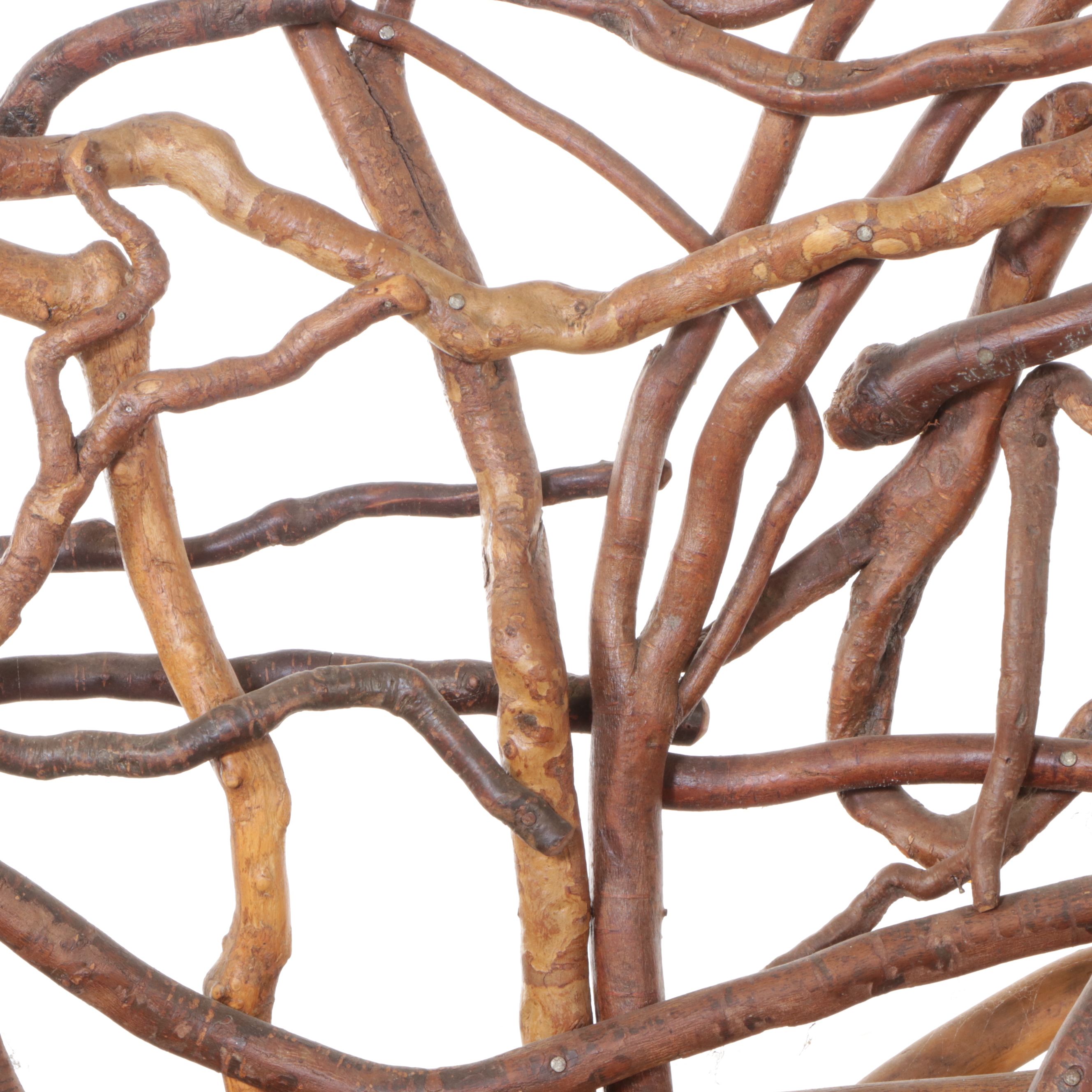 Robert Beaven Adirondack Style Handmade Poplar and Root Wood Settee