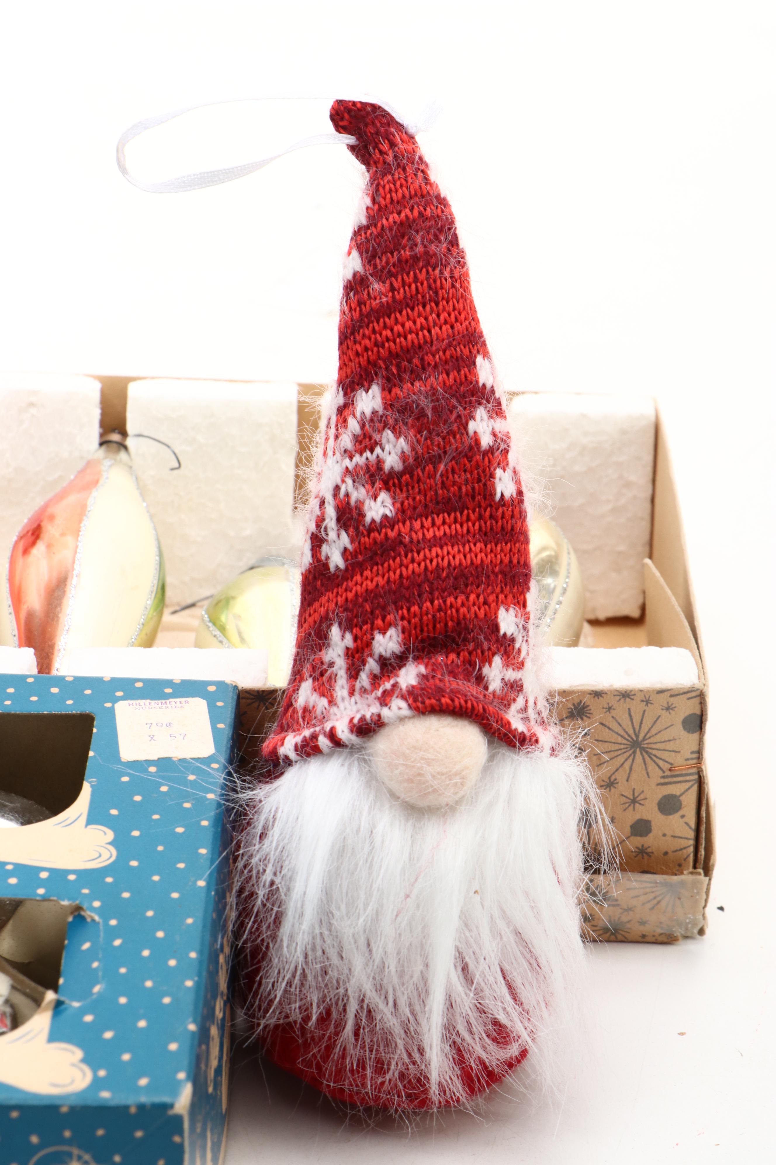 Vintage Silvered Glass with Other Christmas Ornaments, Figurines and More