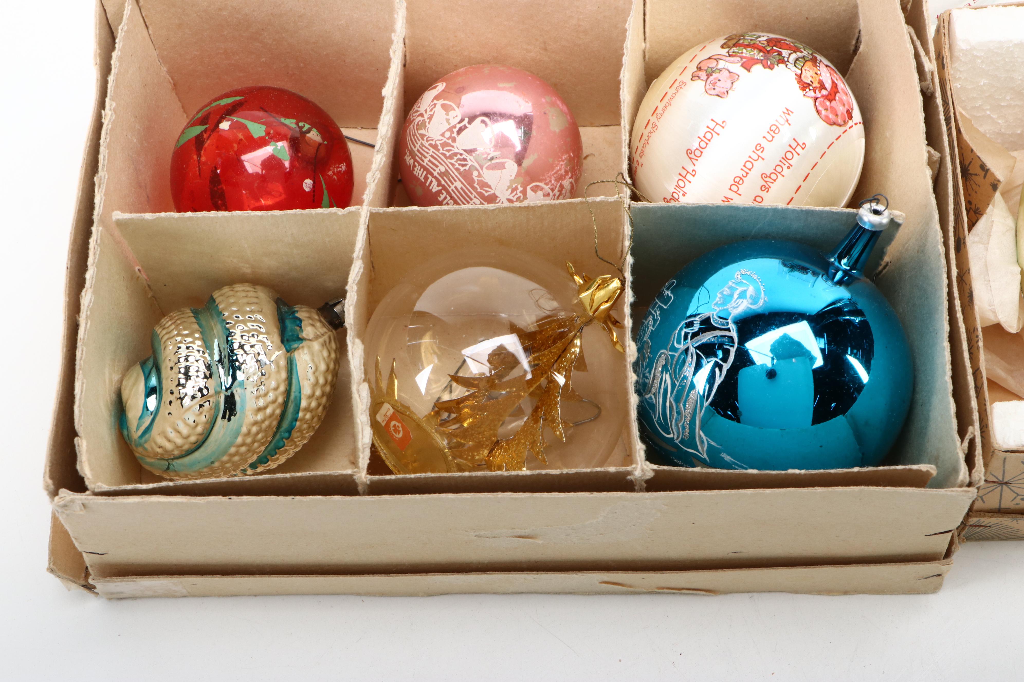 Vintage Silvered Glass with Other Christmas Ornaments, Figurines and More