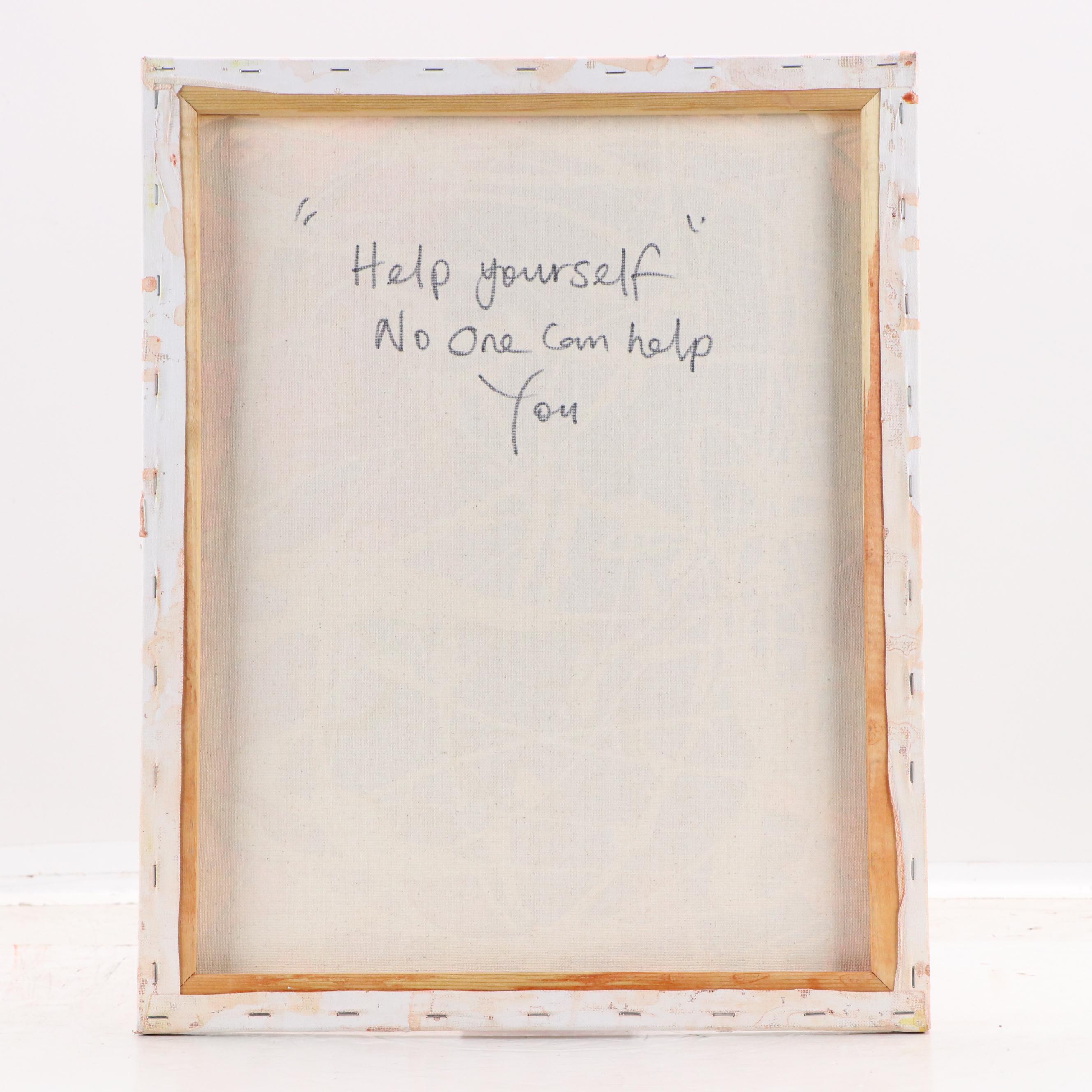 Abiola Idowu Stylized Mixed Media Portrait "Help Yourself," 2022