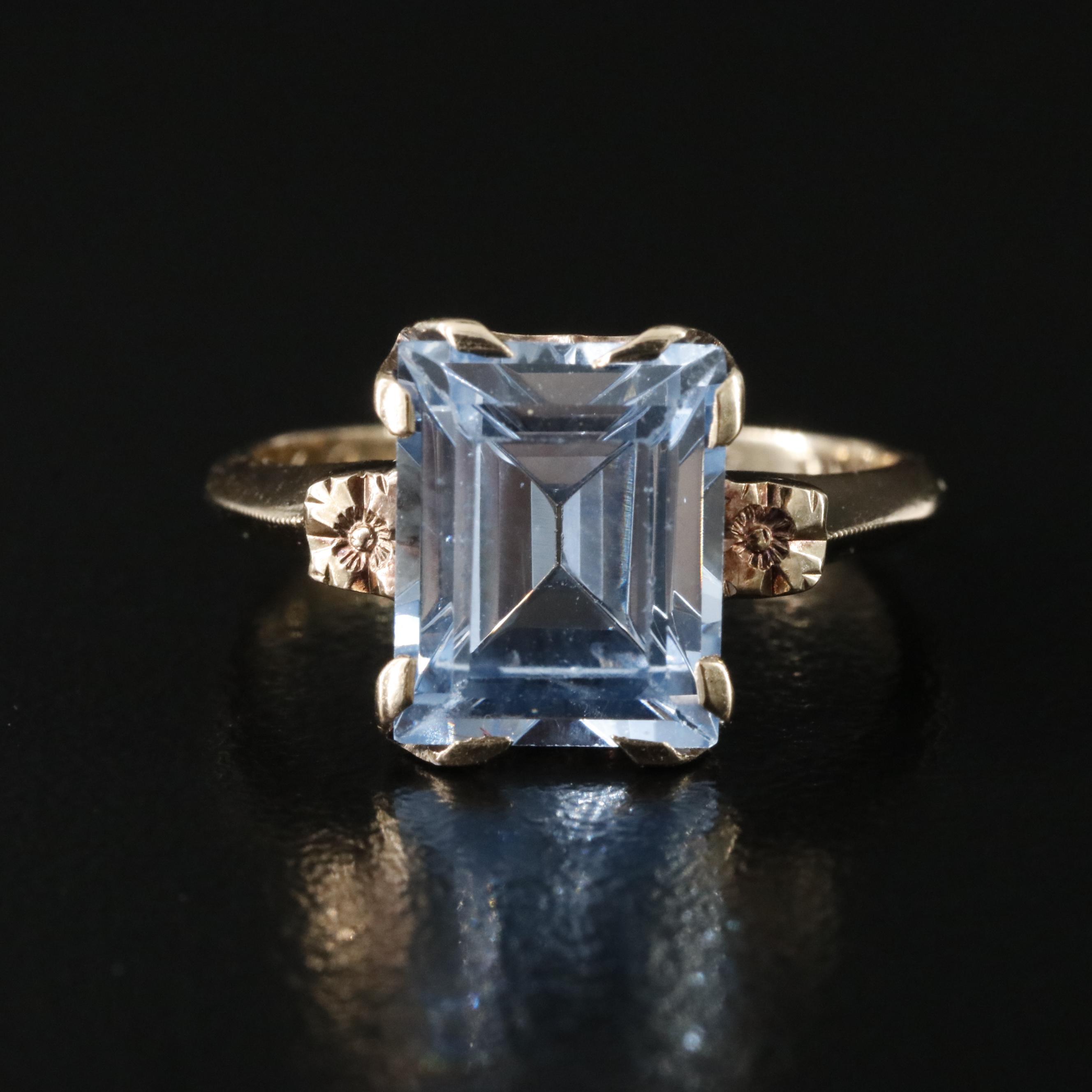 Vintage 10K Spinel Flower Ring