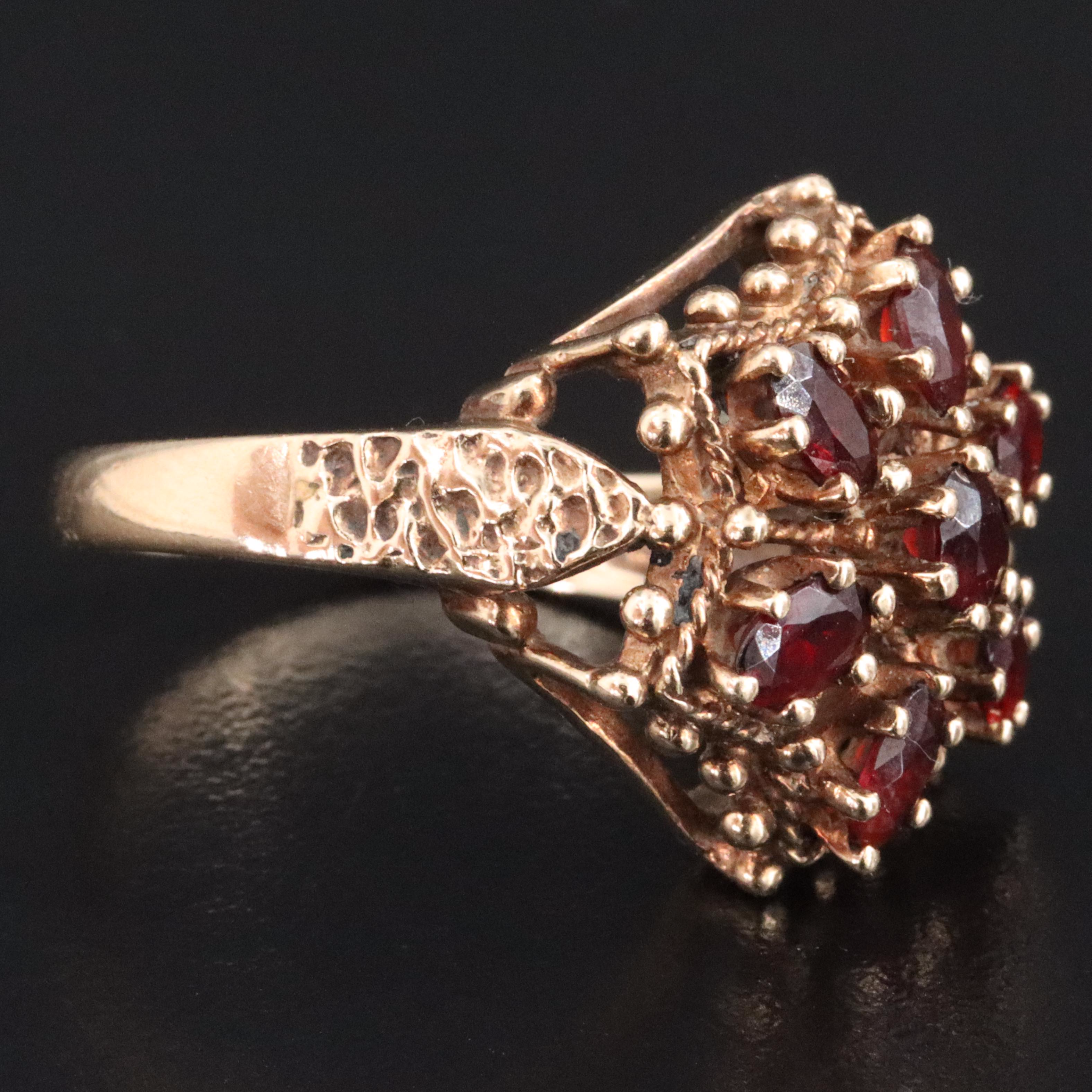 10K Garnet Flower Ring