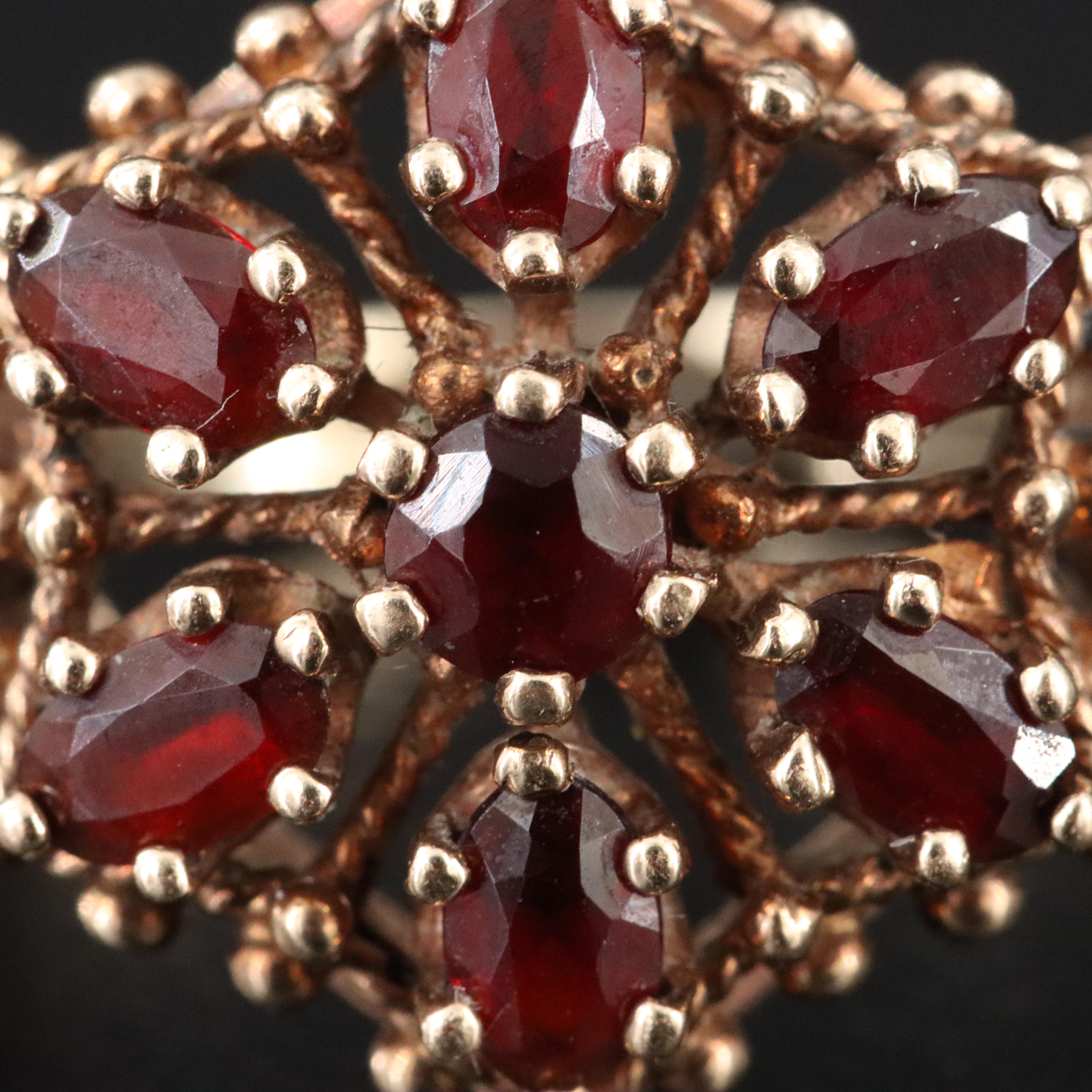 10K Garnet Flower Ring