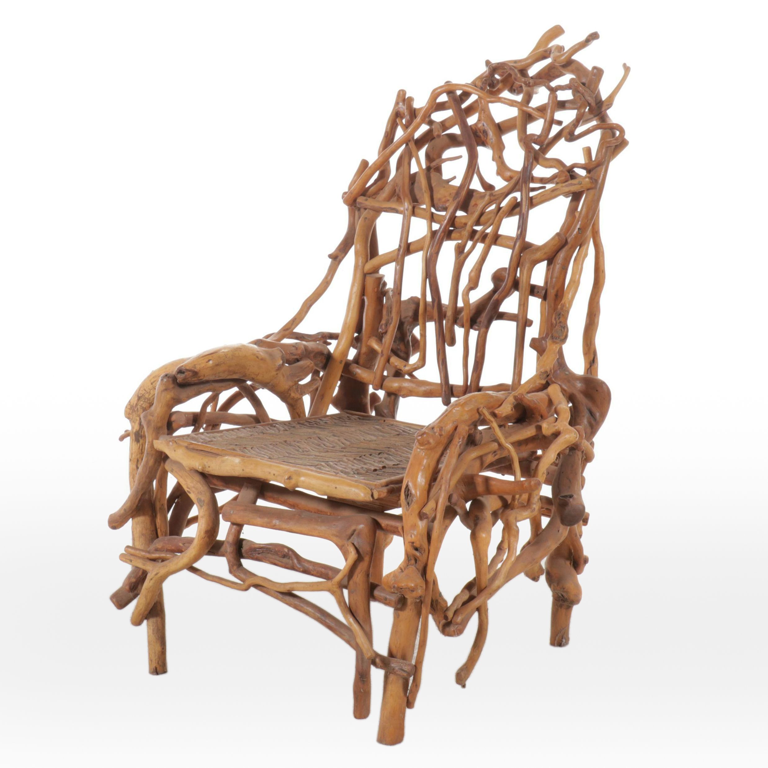 Robert Beaven Adirondack Style Root Wood Armchair
