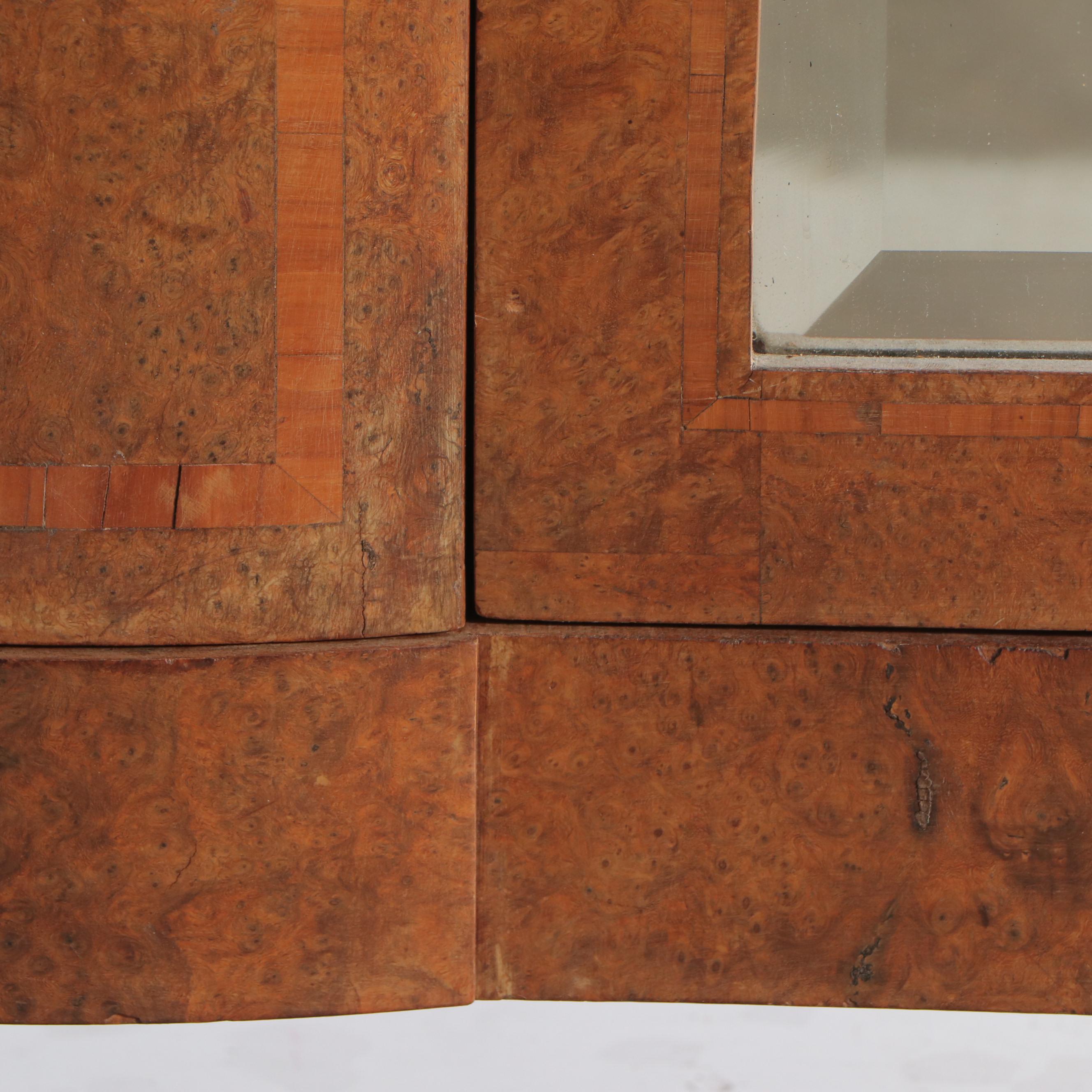 French Art Nouveau Style Bird's-Eye Maple Knockdown Wardrobe