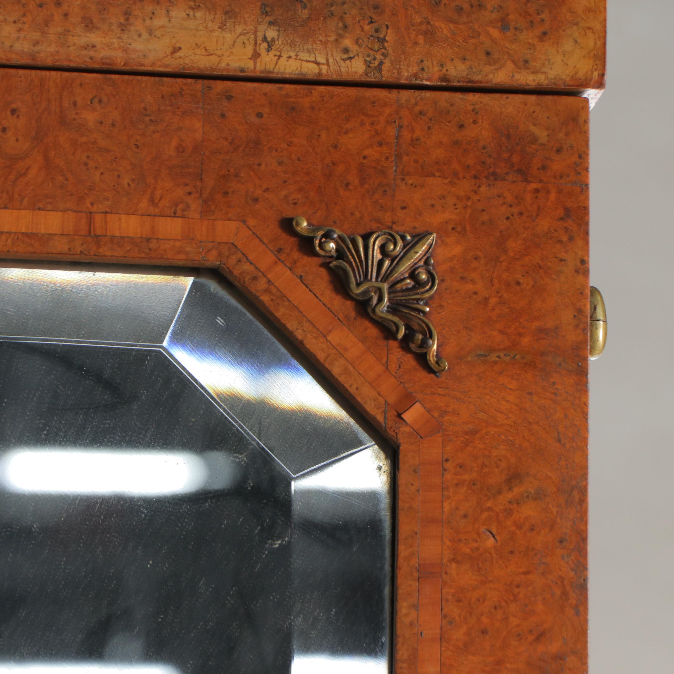 French Art Nouveau Style Bird's-Eye Maple Knockdown Wardrobe