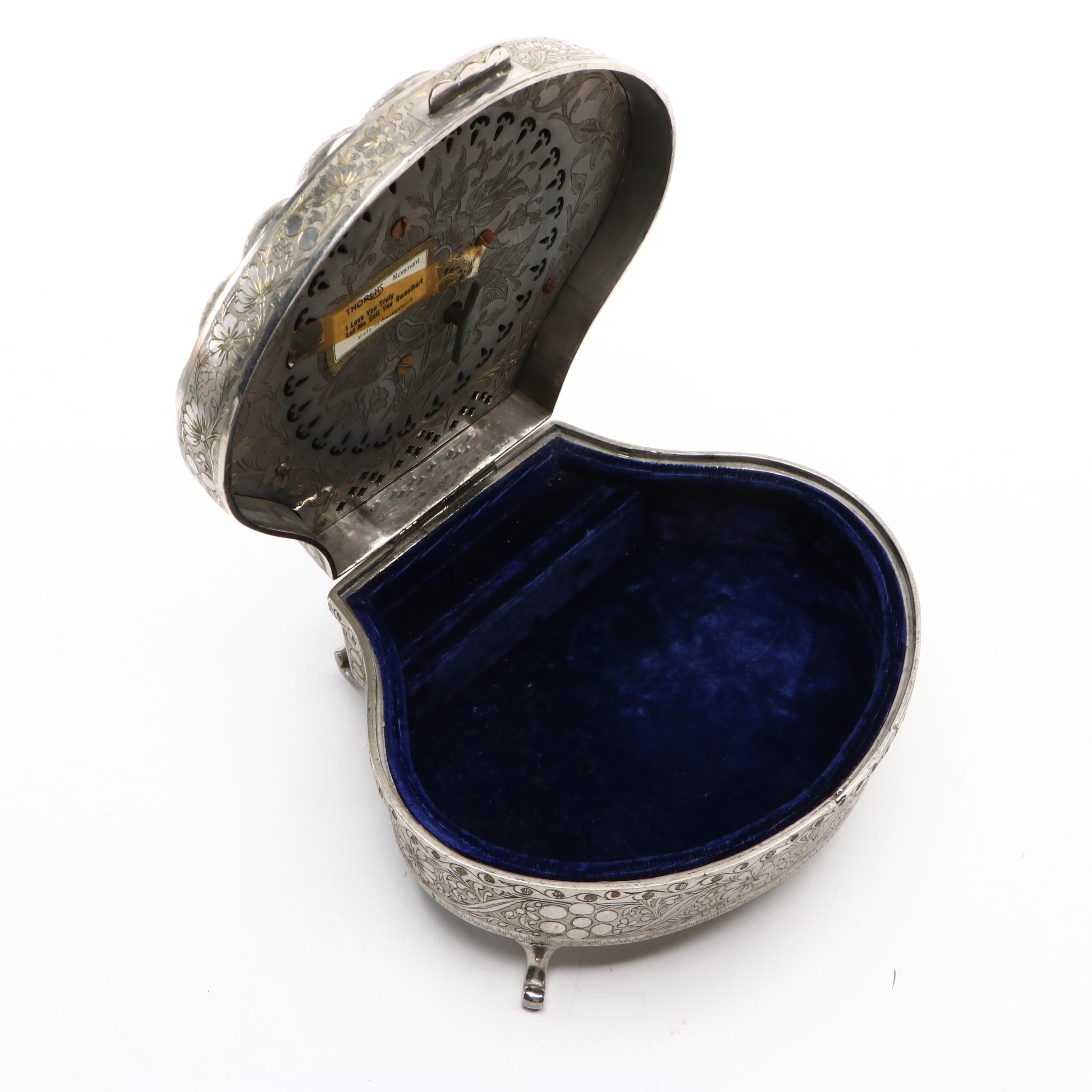 Thorens Silver Plate Shell-Shaped Music Box