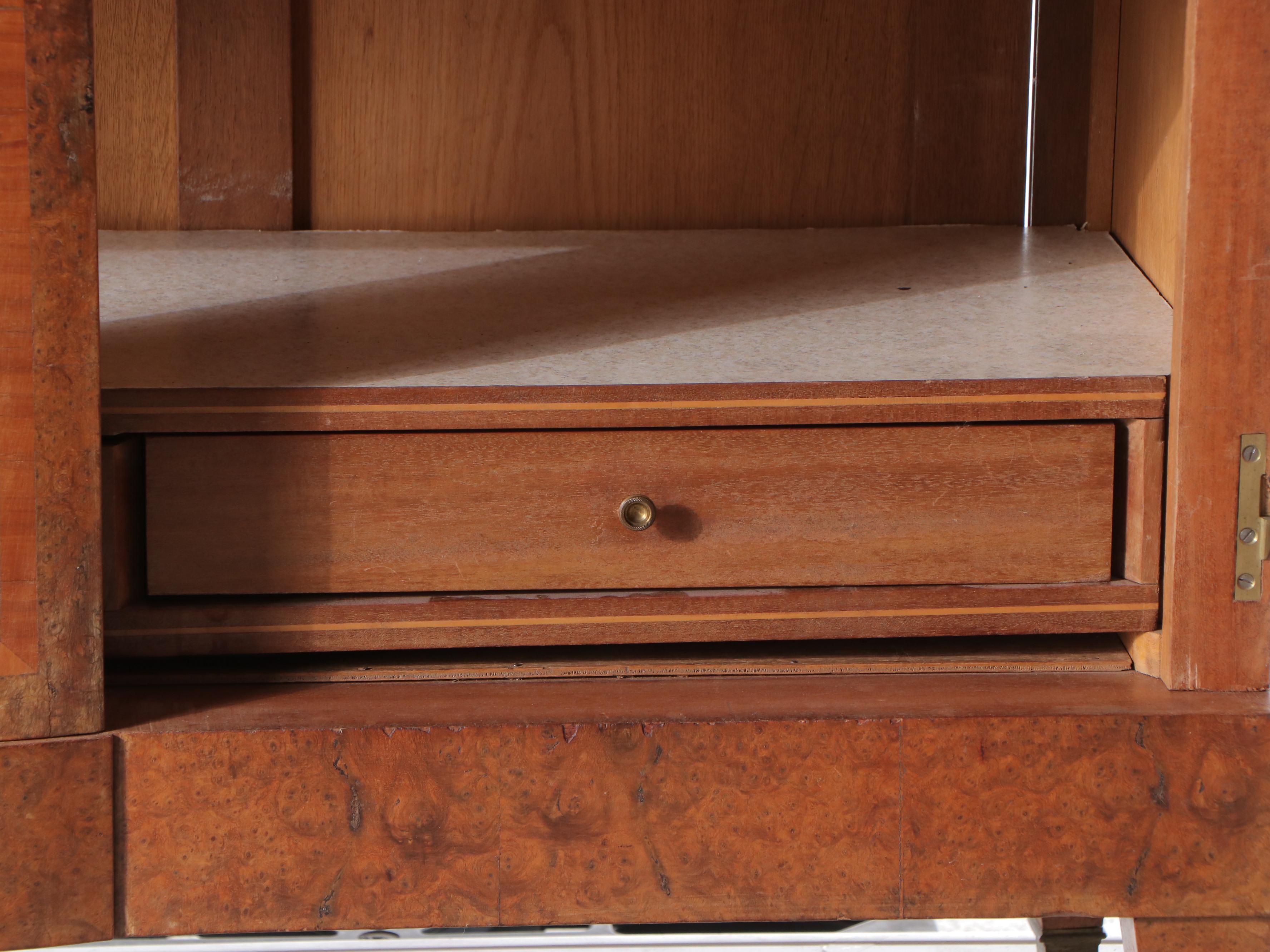 French Art Nouveau Style Bird's-Eye Maple Knockdown Wardrobe