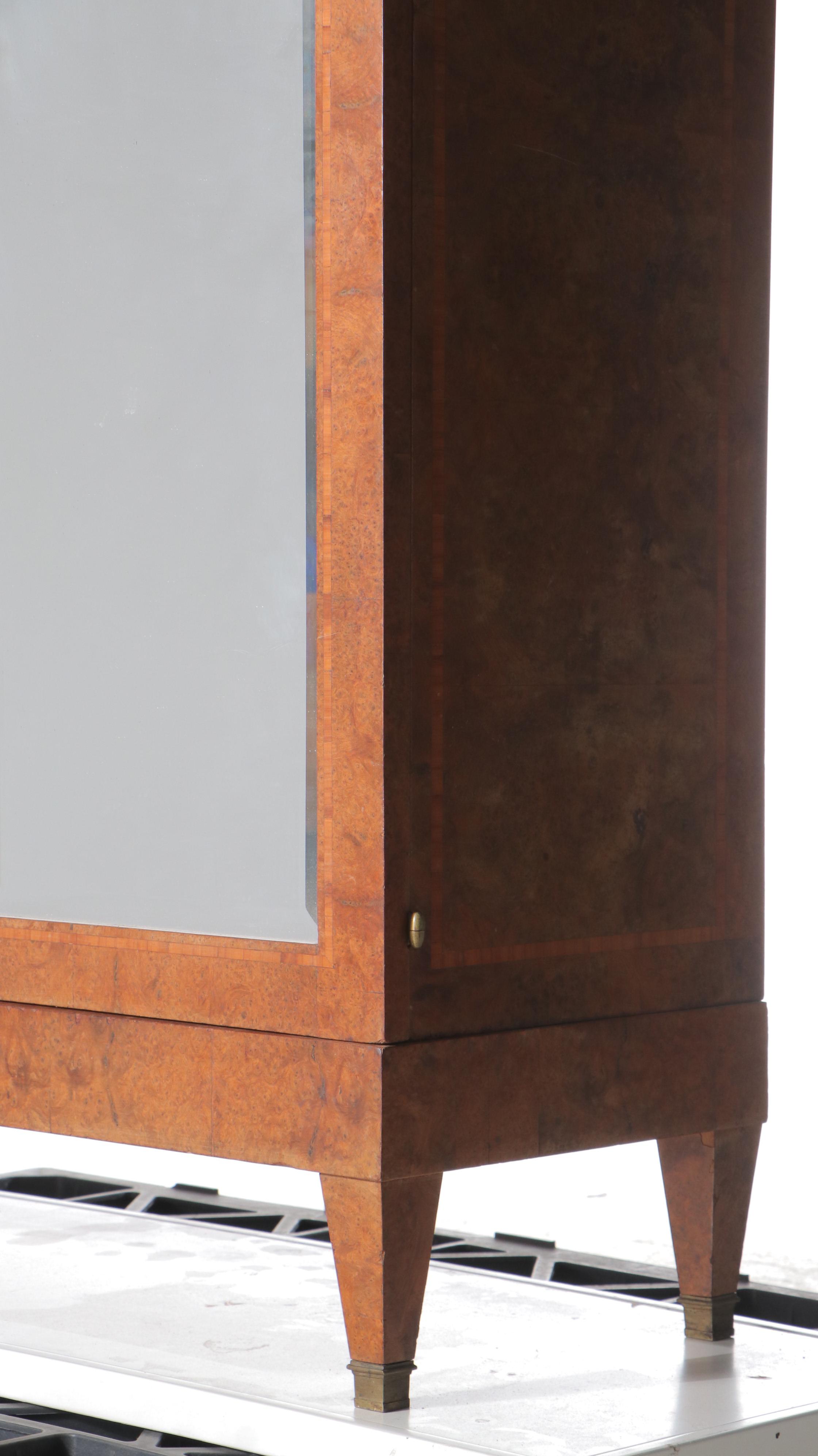 French Art Nouveau Style Bird's-Eye Maple Knockdown Wardrobe