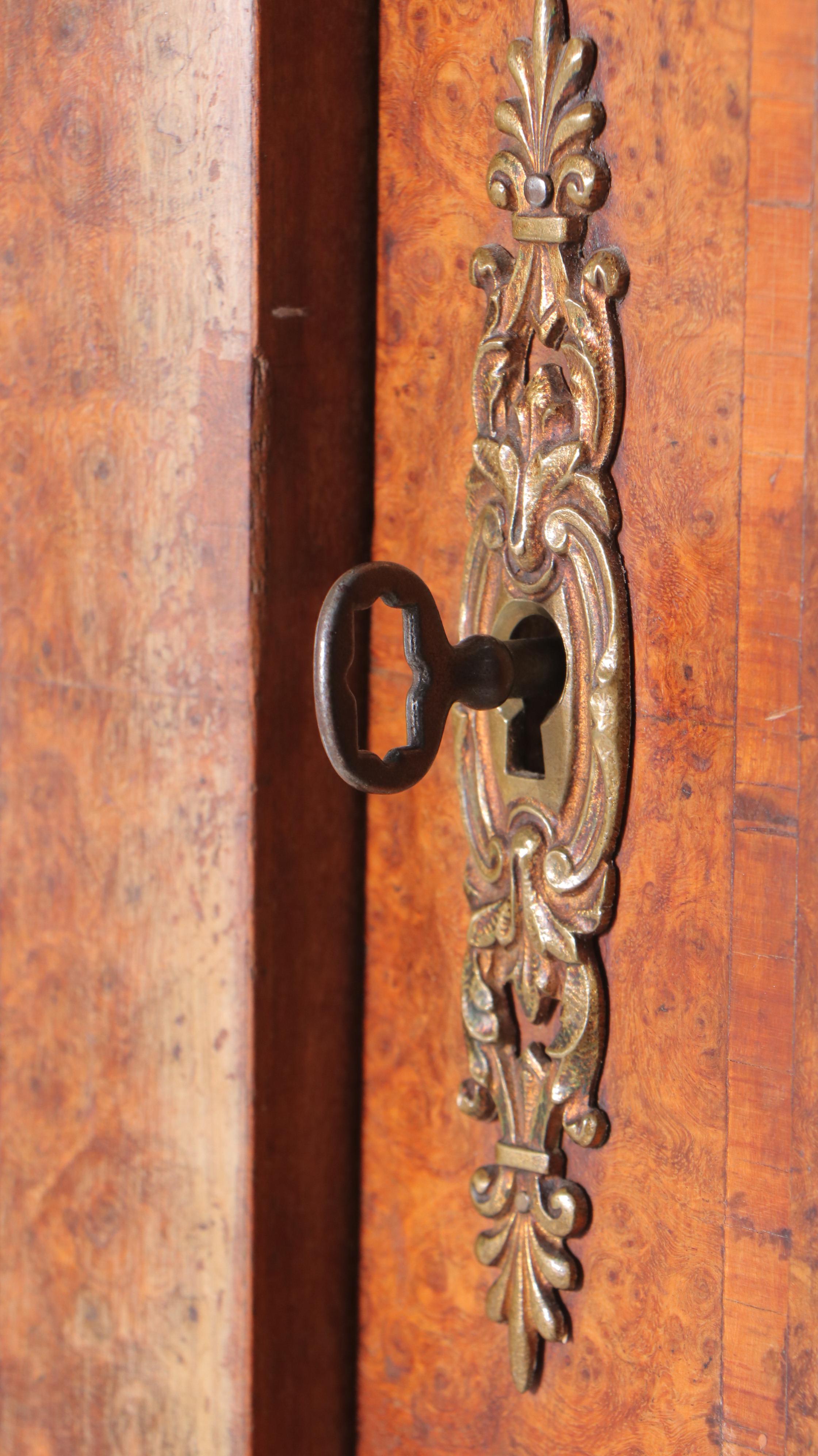 French Art Nouveau Style Bird's-Eye Maple Knockdown Wardrobe